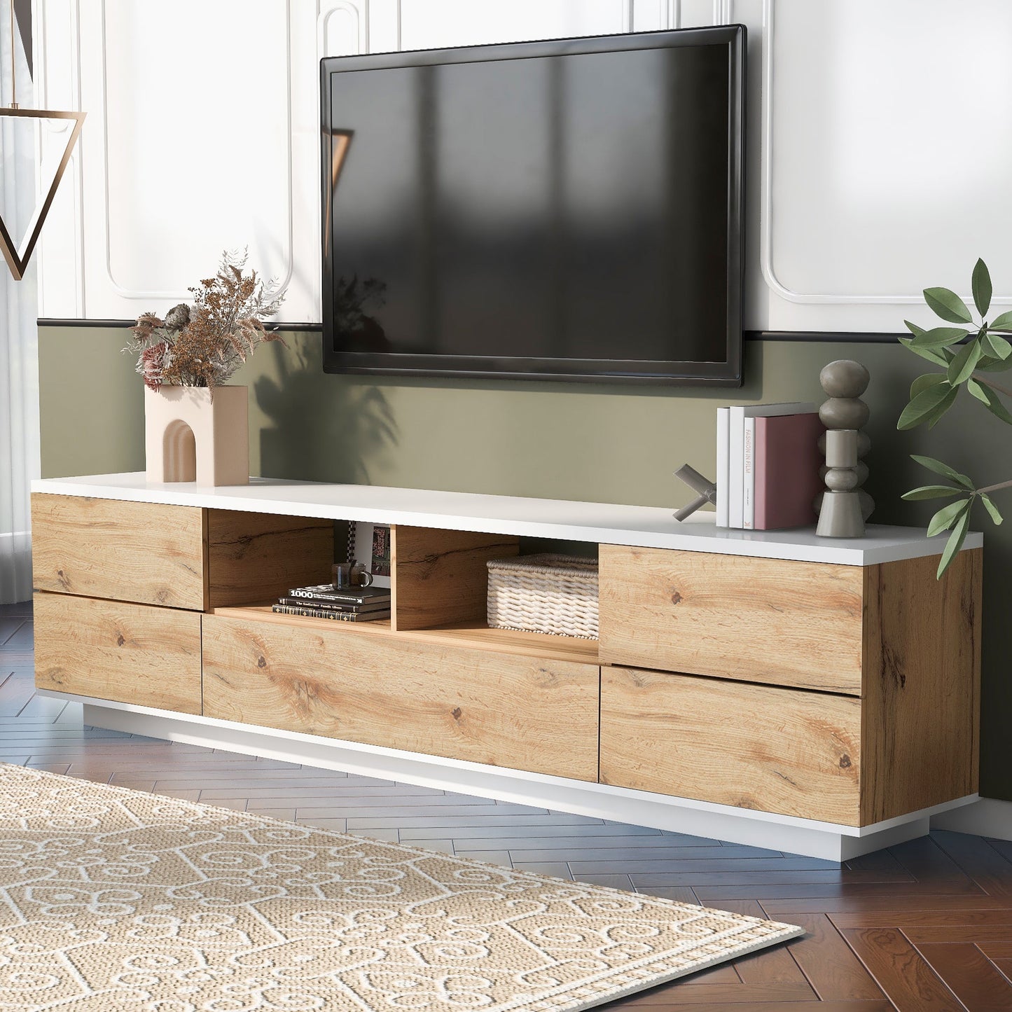 Modern TV stand for TVs up to 80'' , Media Console with Multi-Functional Storage, Entertainment Center with Door Rebound Device, TV cabinet for living room,Bedroom