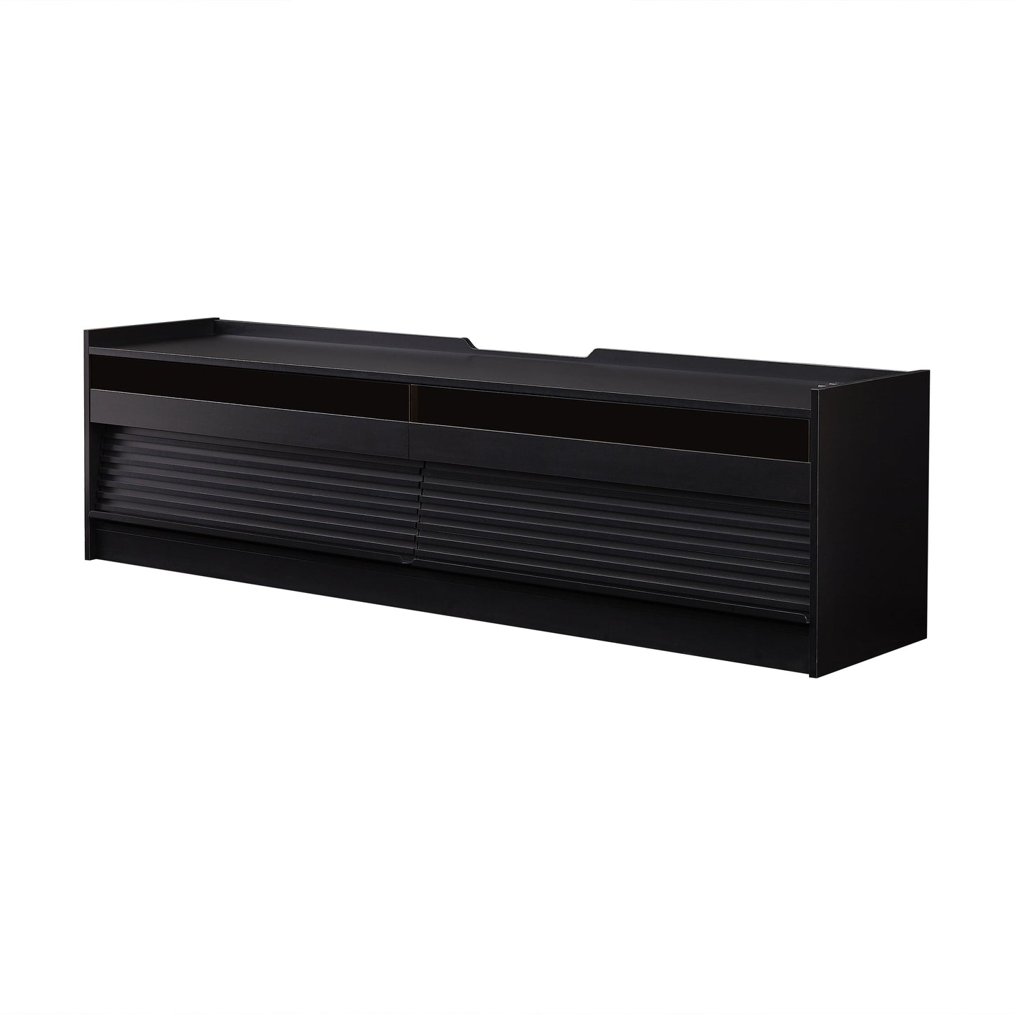 Mirod Modern TV Stand with Ample Storage,4 Drawer Design with Tempered Glass ,Built-in Charging Ports and Ambient LED Lighting ,Versatile for Any Decor Style