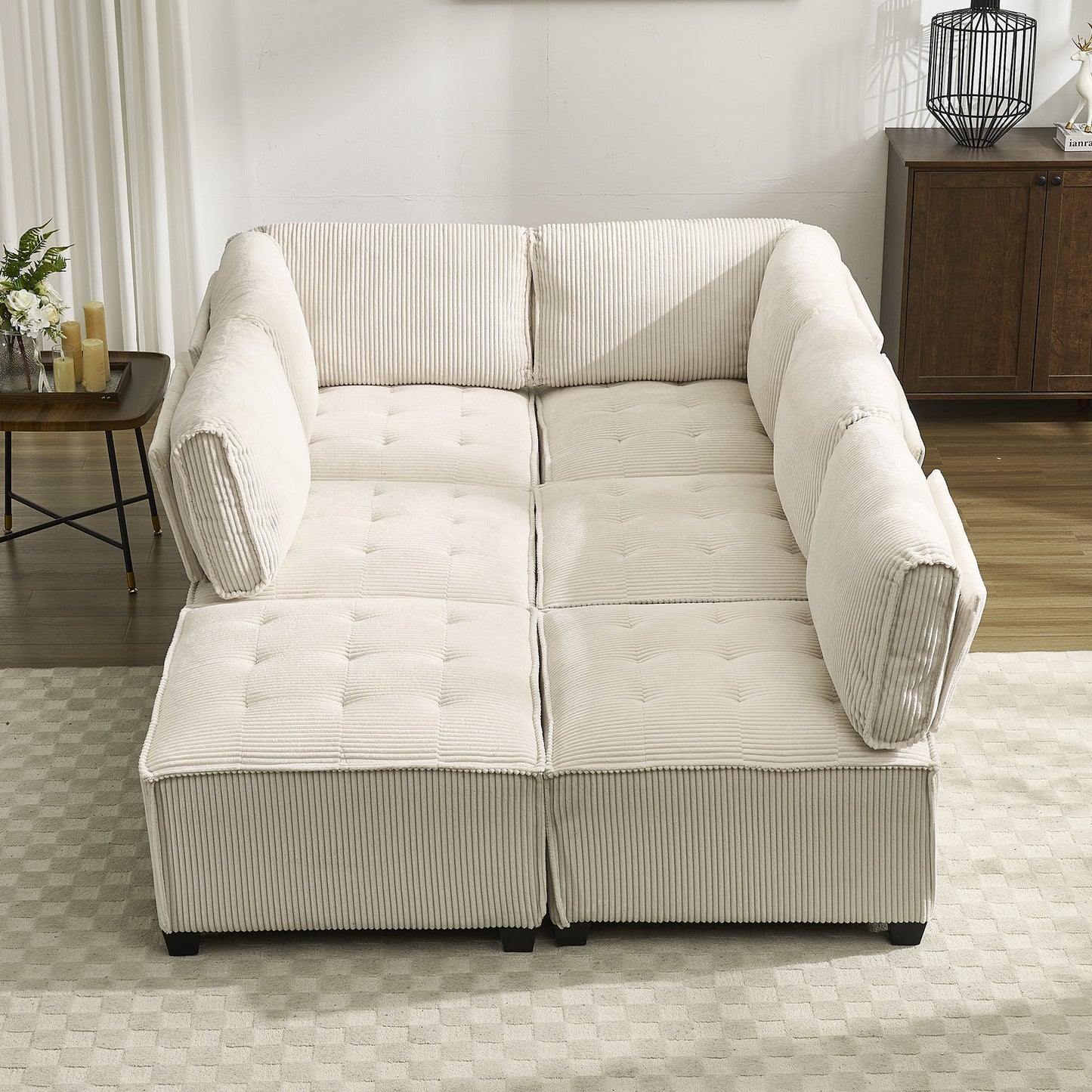UNITED WE WIN Modular Sectional Sofa U Shaped Modular Couch with Reversible Chaise Modular Sofa Sectional Couch,6- Seat Convertible Sofa,Fit for Living Room