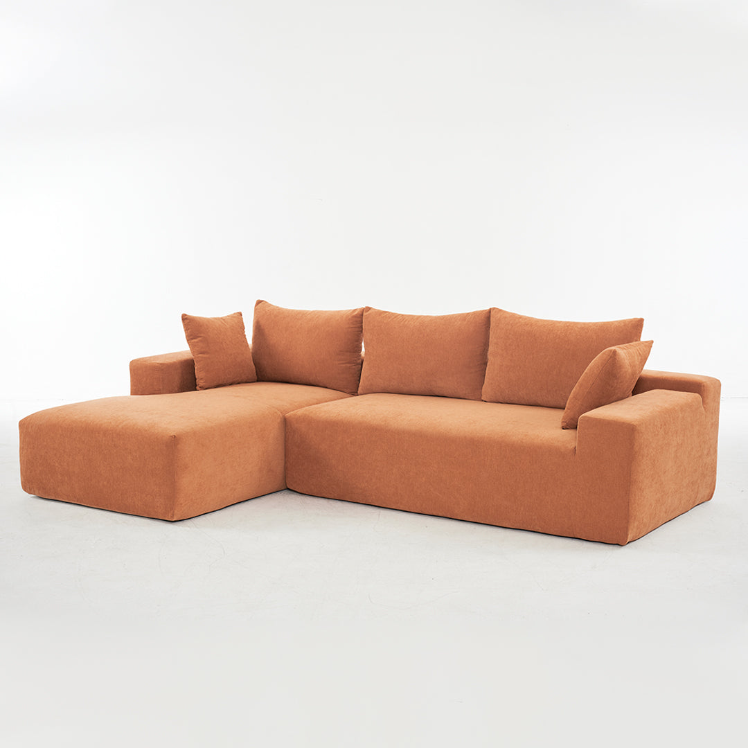 108*68 inch extra-deep modular sofa, cloud sofa, 4-person sofa, sitting and sleeping, living room Chenille modular sofa, no need to assemble, orange