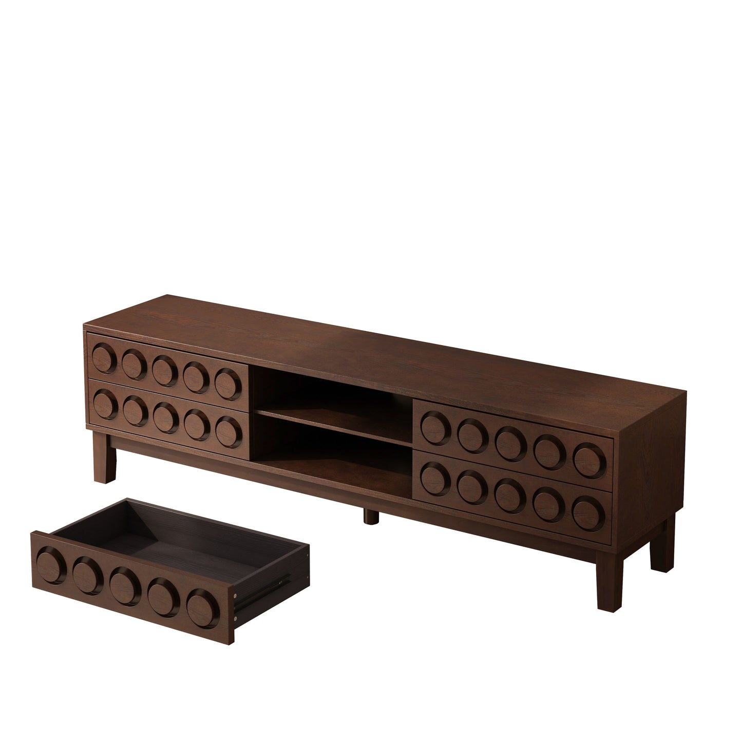TV Stand for TVs up to 75', Media Console with 4 Drawers, Entertainment Center with Storage for Living Room and Bedroom(Dark Brown)