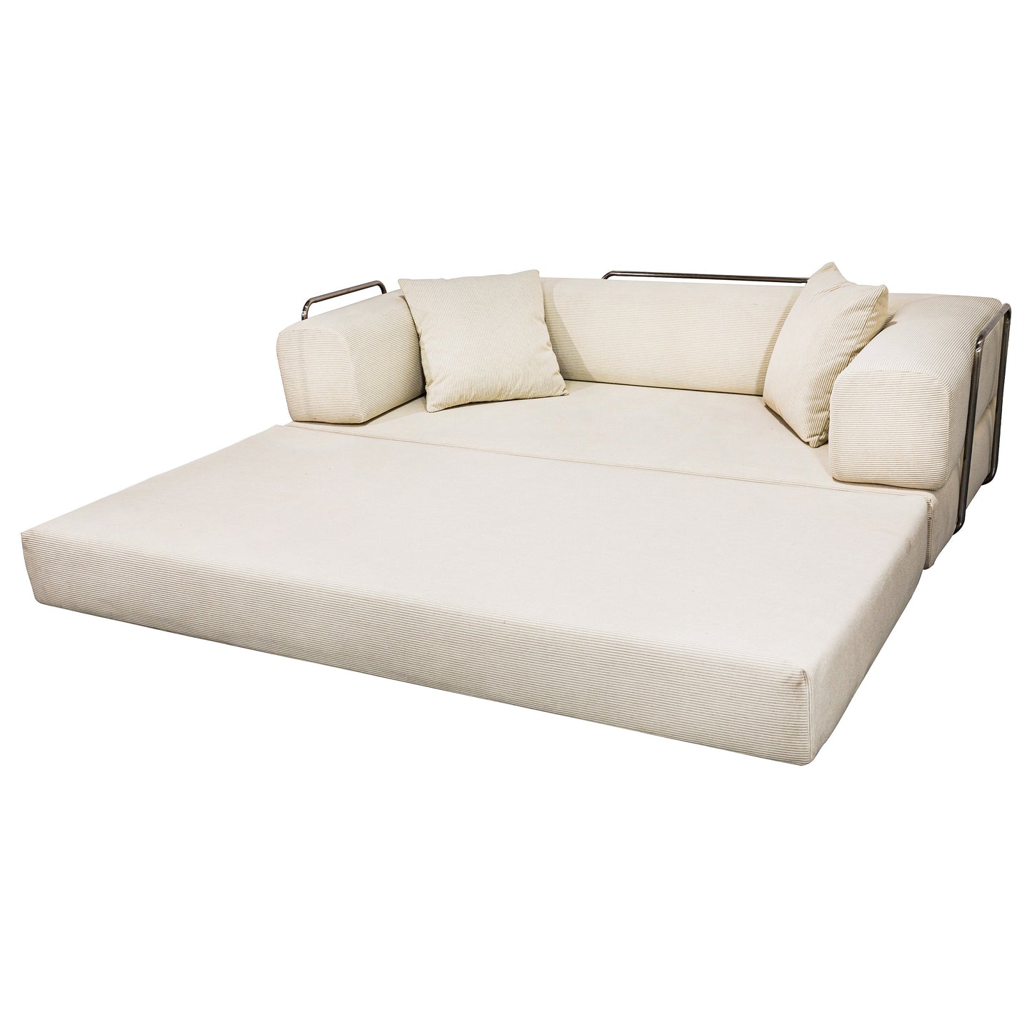 Double sofa, sofa bed, multifunctional compression sofa, wide body sofa, pure sponge sofa, fine striped velvet fabric sofa