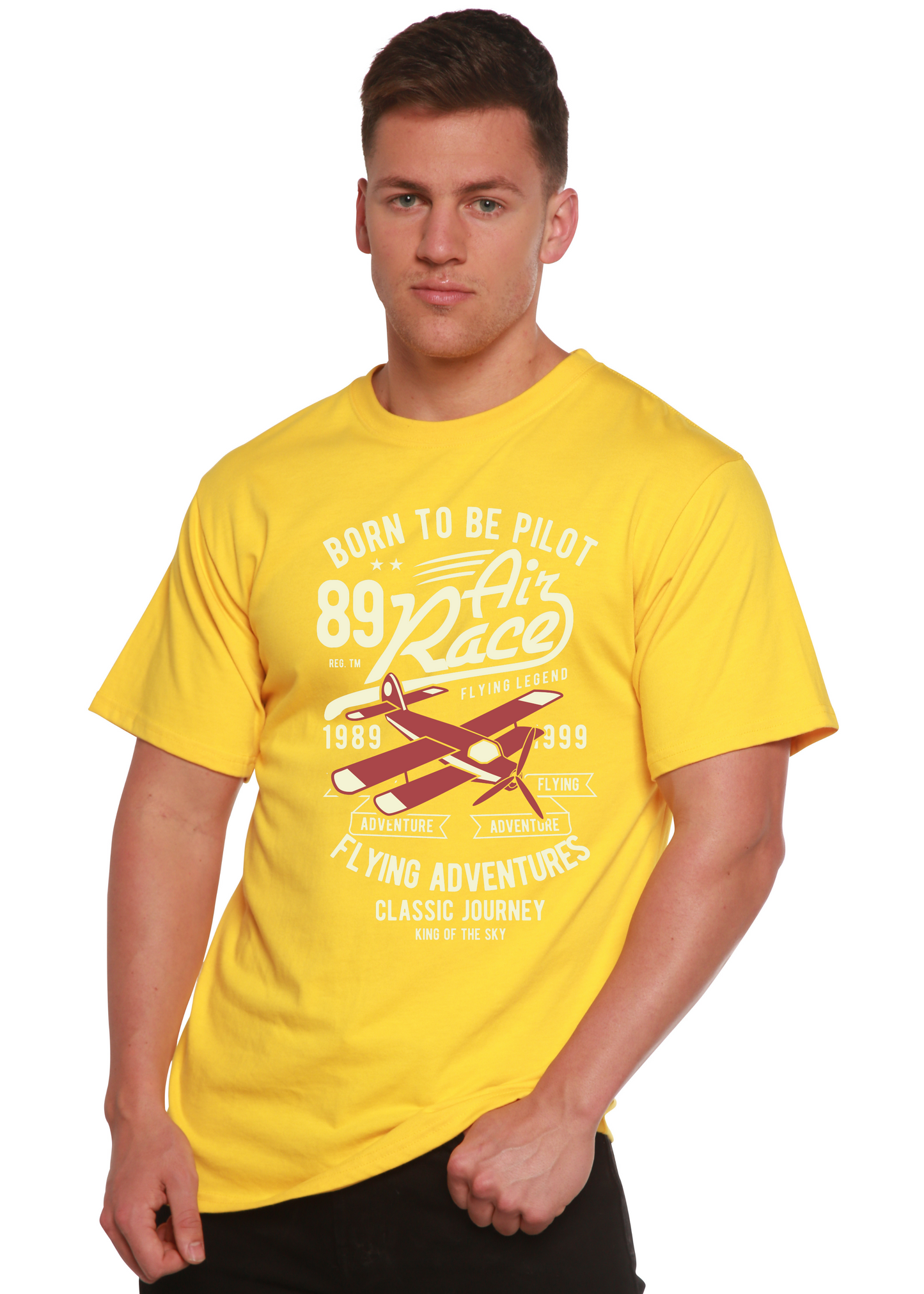 Born To Be Pilot Men's Bamboo Viscose/Organic Cotton Short Sleeve Graphic T-Shirt