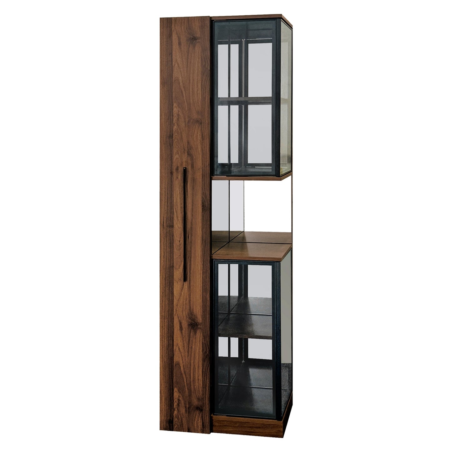 70' Display Cabinet with Glass Doors and Lights, with multi-functional pull-out multi-tier storage shelf , Wooden Display Storage Cabinets