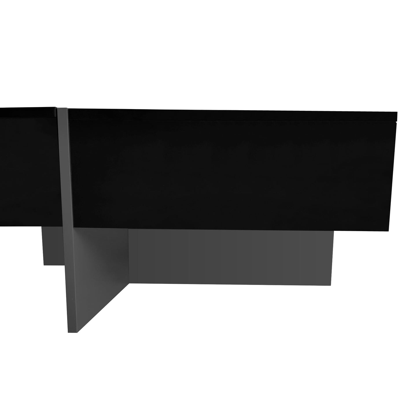 ON-TREND Unique Design Coffee Table with 4 Hidden Storage Compartments, Square Cocktail Table with Extendable Sliding Tabletop, UV High-gloss Design Center Table for Living Room, 31.5'x 31.5'