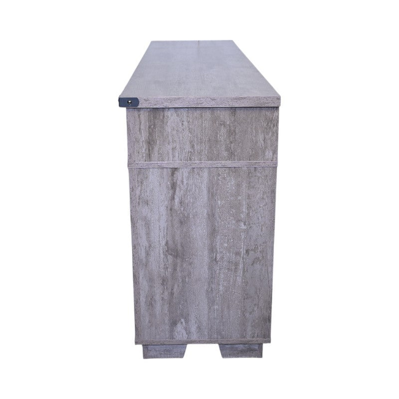 65.3' TV Stand with LED light strips and Iron mesh barn door Y decorative strip country grey farmhouse style