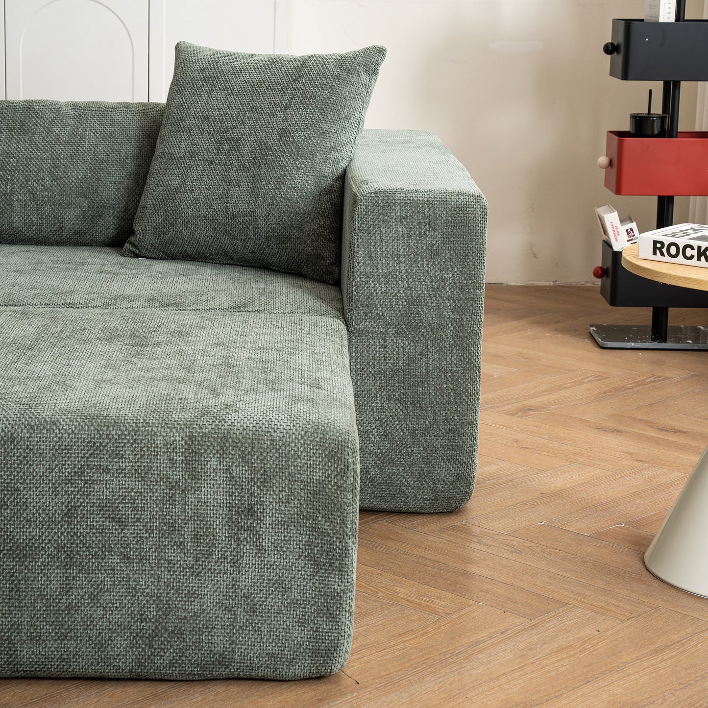 Modular cross-section with L-shaped lounge chair, cloud sofa, living room, bedroom soft cushion sofa - no installation required - chenille fabric (Green)