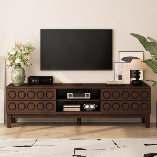 TV Stand for TVs up to 75', Media Console with 4 Drawers, Entertainment Center with Storage for Living Room and Bedroom(Dark Brown)