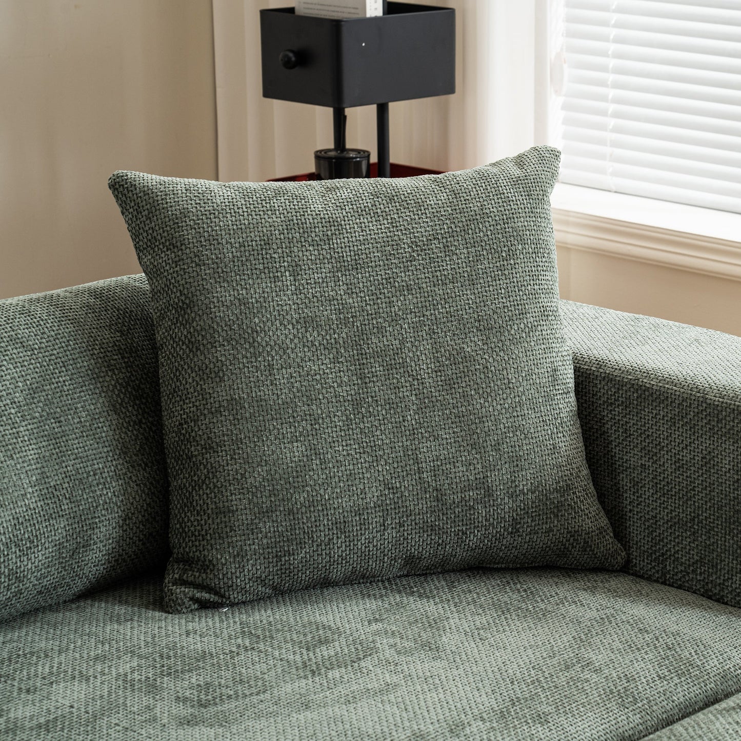 Modular cross-section with L-shaped lounge chair, cloud sofa, living room, bedroom soft cushion sofa - no installation required - chenille fabric (Green)