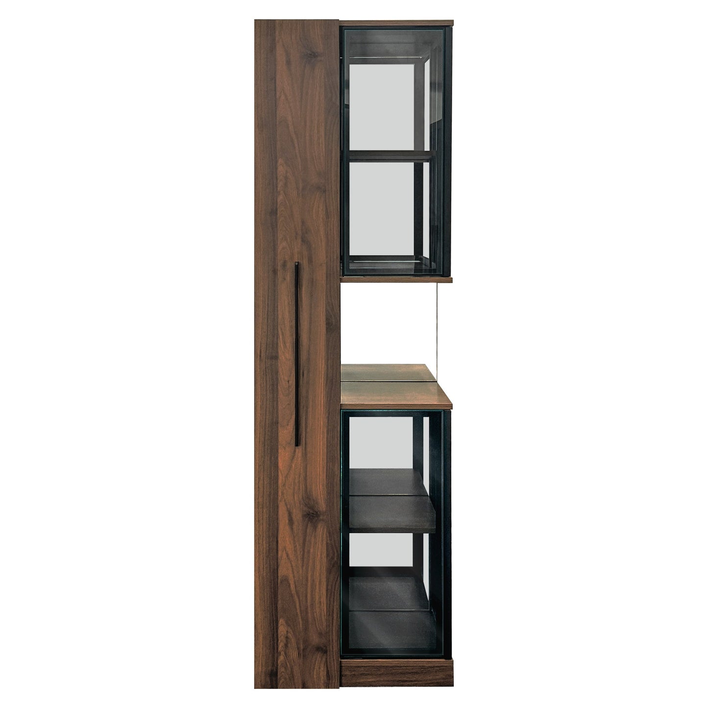 70' Display Cabinet with Glass Doors and Lights, with multi-functional pull-out multi-tier storage shelf , Wooden Display Storage Cabinets