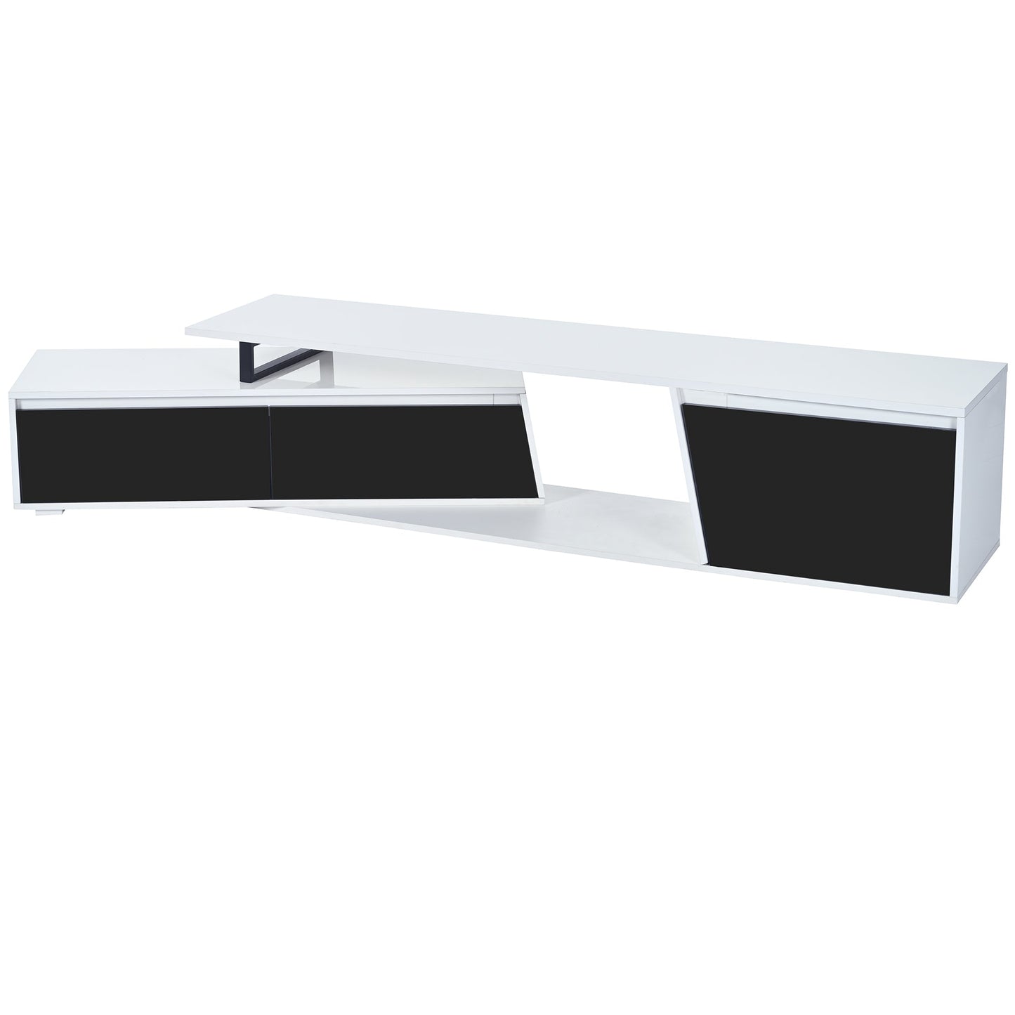U-Can Modern, Minimalist Rectangle Extendable TV Stand, TV Cabinet with 2 Drawers and 1 Cabinet for Living Room, Up to 100''