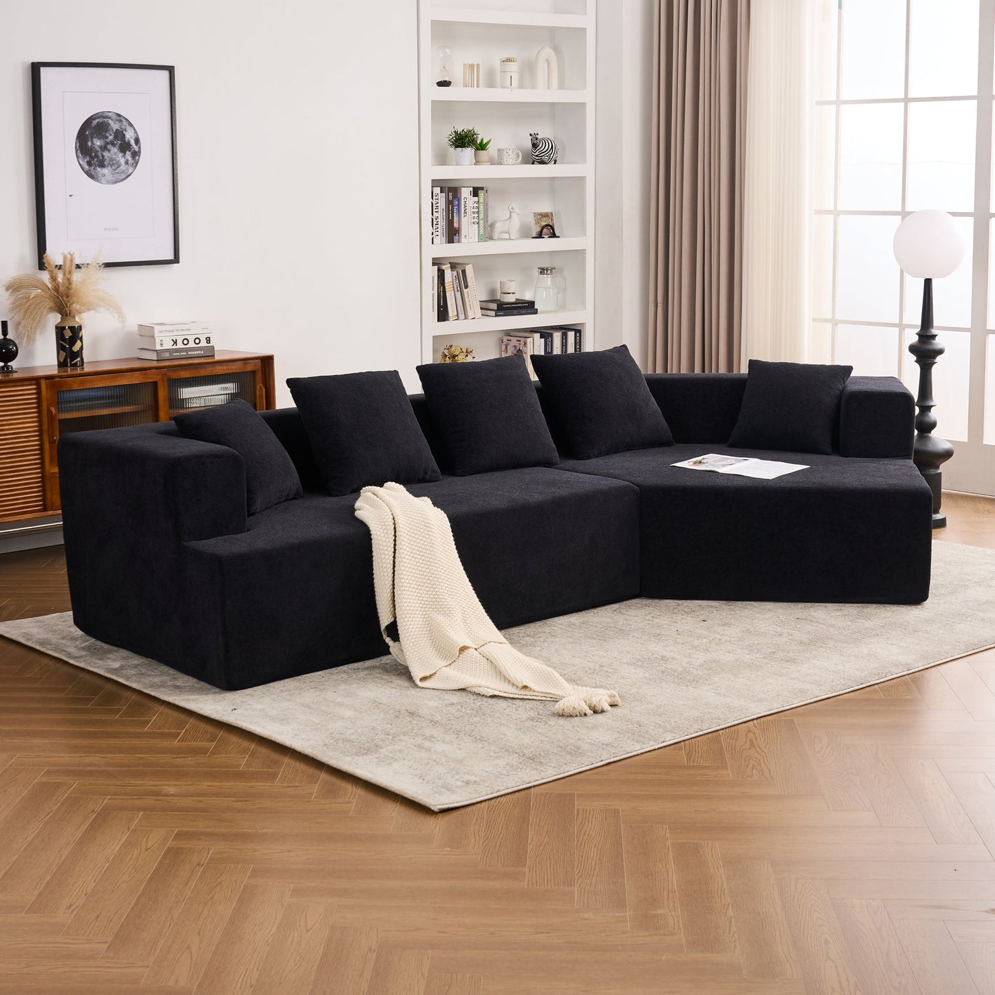 Memory Foam Couch, No Installation & Easy to Transport, Deep Seat Modern Sofa with Chenille Fabric, Couch for Living Room, Bedroom, Apartment, Home Office