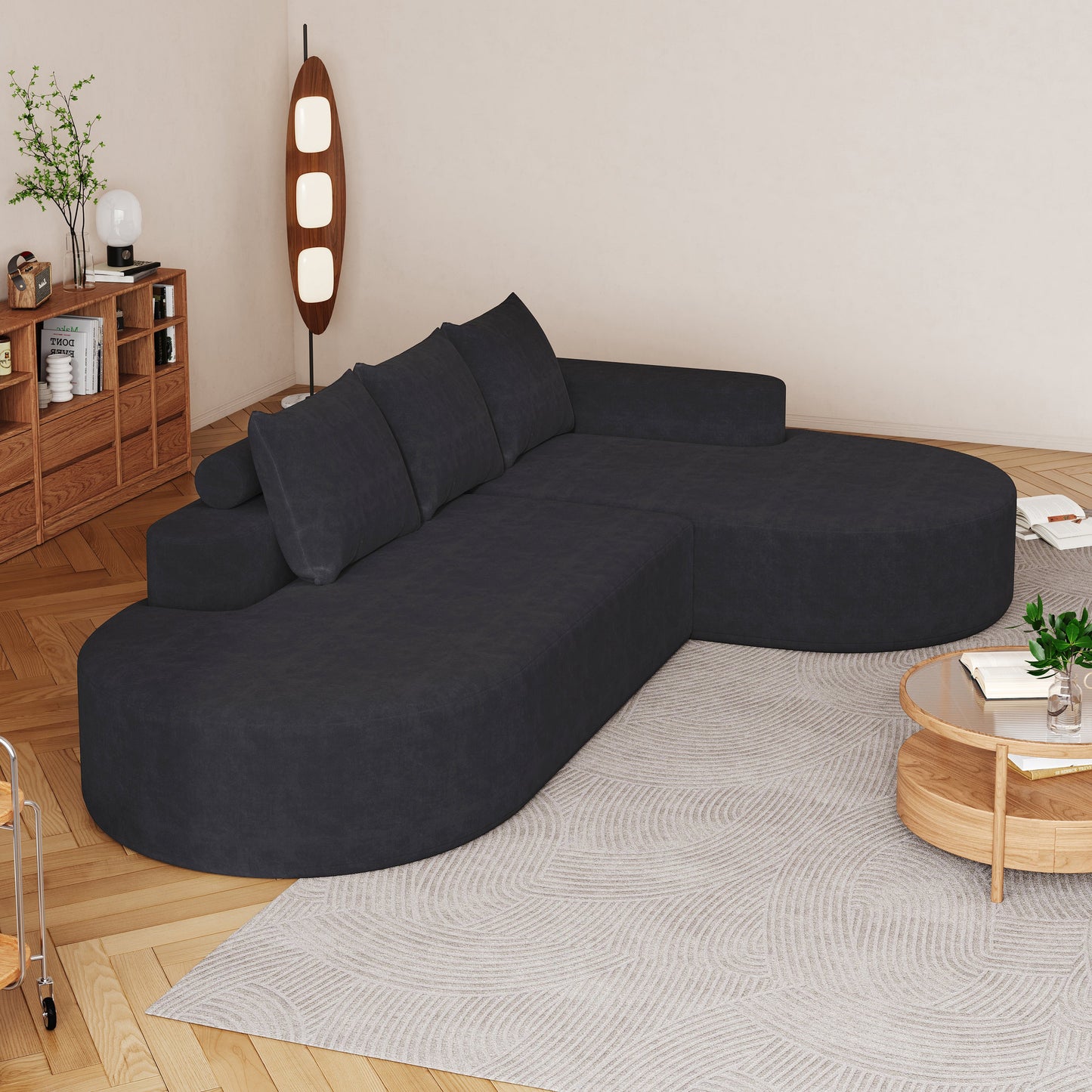 Modern Curved sofa ,Chenille Upholstered Sectional Sofa Couch Set,Modular 108.5' L Shaped Sectional Living Room Sofa Set With 3 Pillows,Free Combination Sofa Couch for Living Room,Bedroom