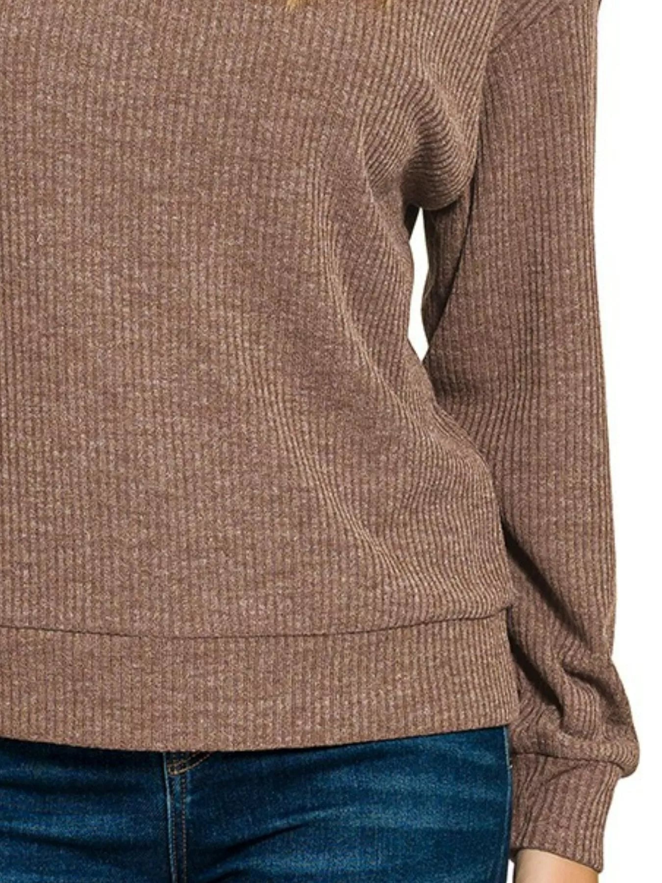 Zenana Ribbed Long Sleeve Hoodie - Lee's Retail