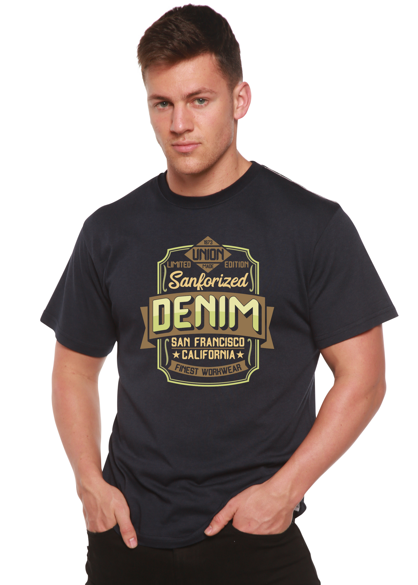 Sanforized Denim Men's Bamboo Viscose/Organic Cotton Short Sleeve Graphic T-Shirt