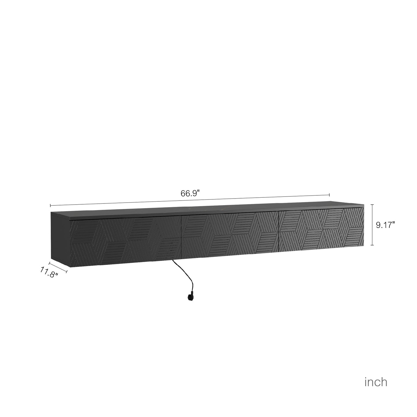 Floating TV Stand Wall Mounted with 16 Color LEDs,67' Modern TV Stand, Floating TV Cabinet Entertainment Center for 55 60 65 Inch TV,Black