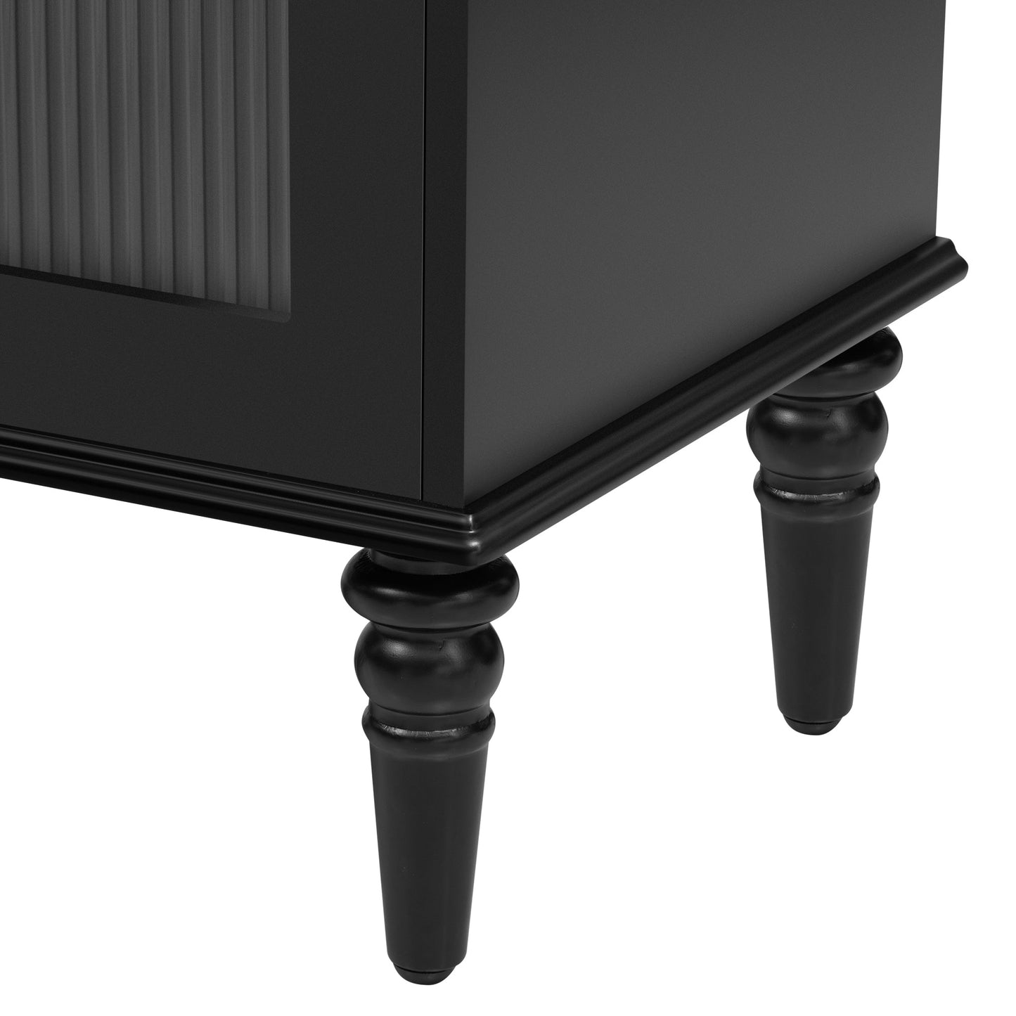 U-Can 68.9'' Retro TV Stand for TVs up to 75 Inches, Entertainment Center Media Console with Fluted Glass Doors and Five Solid Wood Legs for Living room(OLD SKU:N724P198468B)