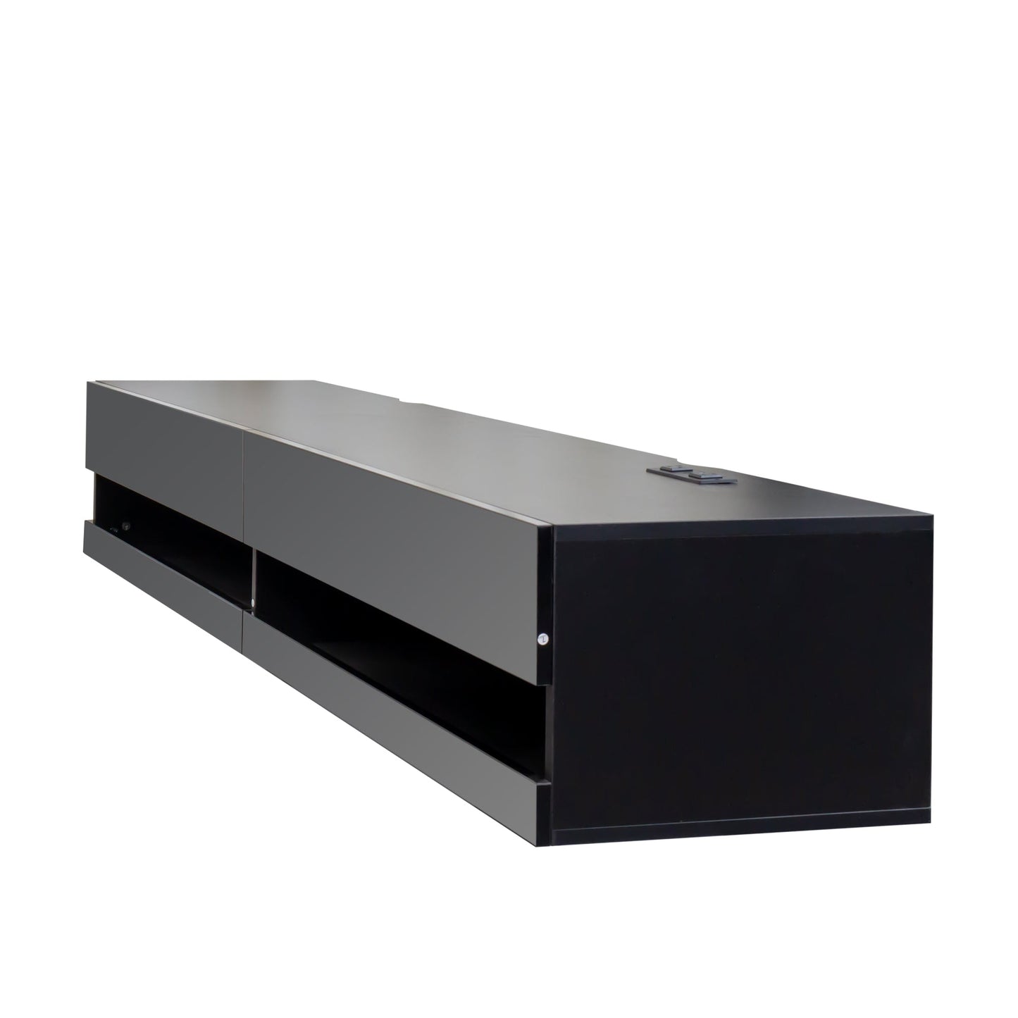 180 Wall Mounted Floating 80' TV Stand with 20 Color LEDs and Charging Station