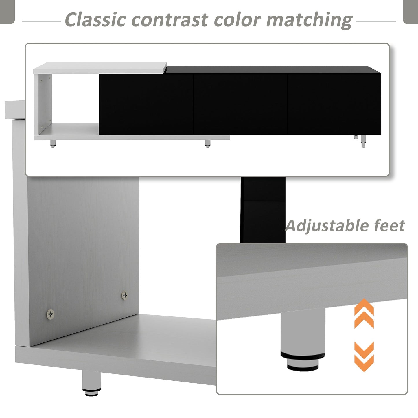 U-Can 70.1''-100'' Modern Stylish TV Stand TV Cabinet for 80+inch TV, White+Black, (Old SKU:WF299723AAB)