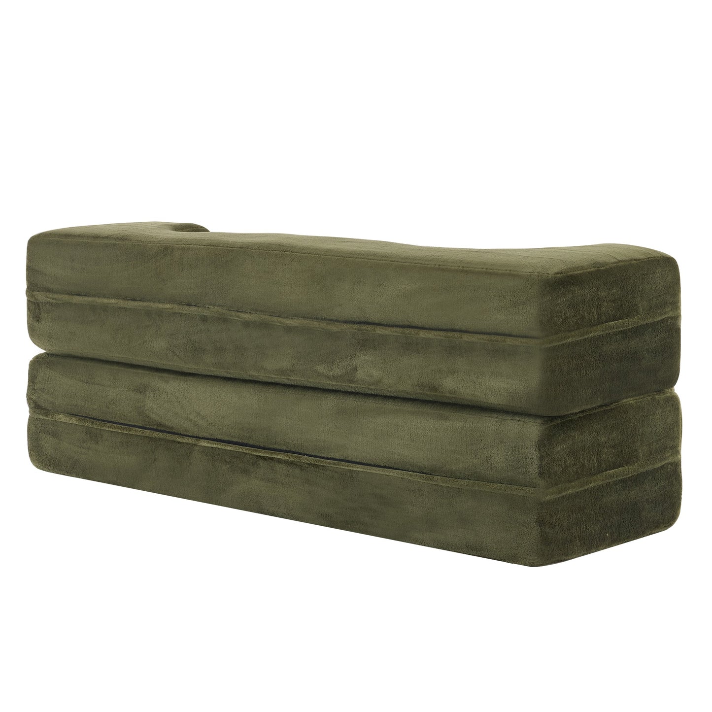 71-inch folding sofa bed, plush futon sofa bed, high-density foam convertible sofa bed, folding floor sofa bed for living room, guest room, bedroom, green