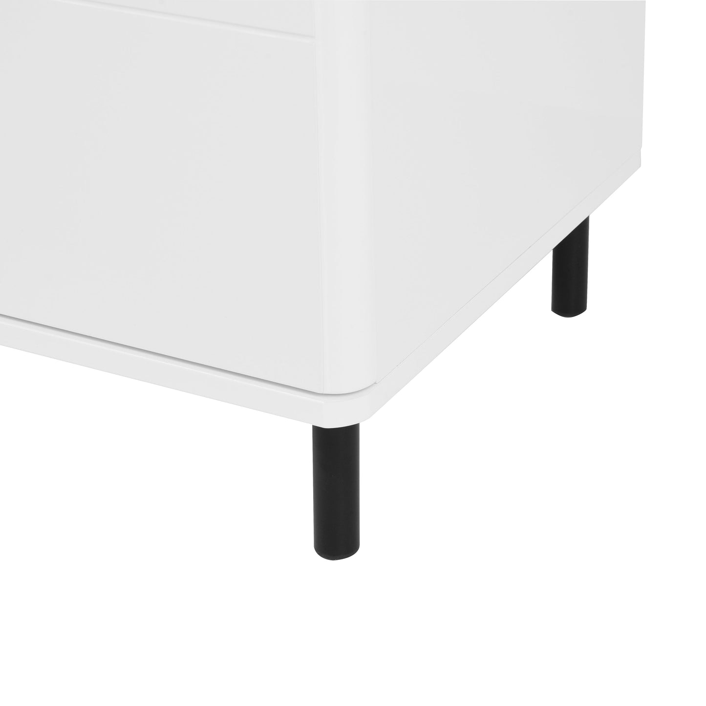 High Gloss Panel Modern TV Console, TV Stand, Entertainment Center with Storage Shelves,TV Cabinet for Living Room, Bedroom, Cloud White 63x15.74x19.68 inch