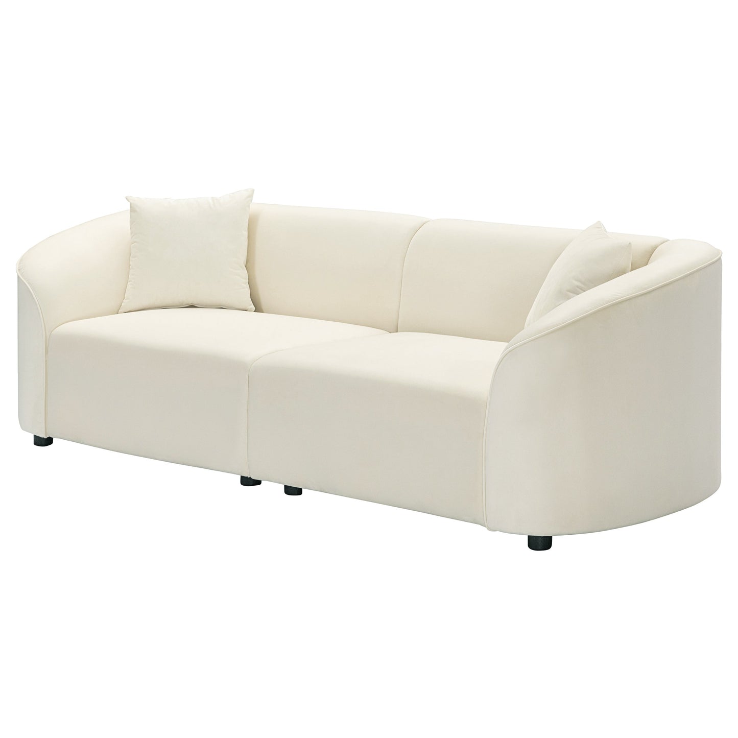87' Curved Contemporary Sofa in Off-White: Plush Seating, Streamlined Design, and Durable Frame – Ideal for Stylish Living Spaces