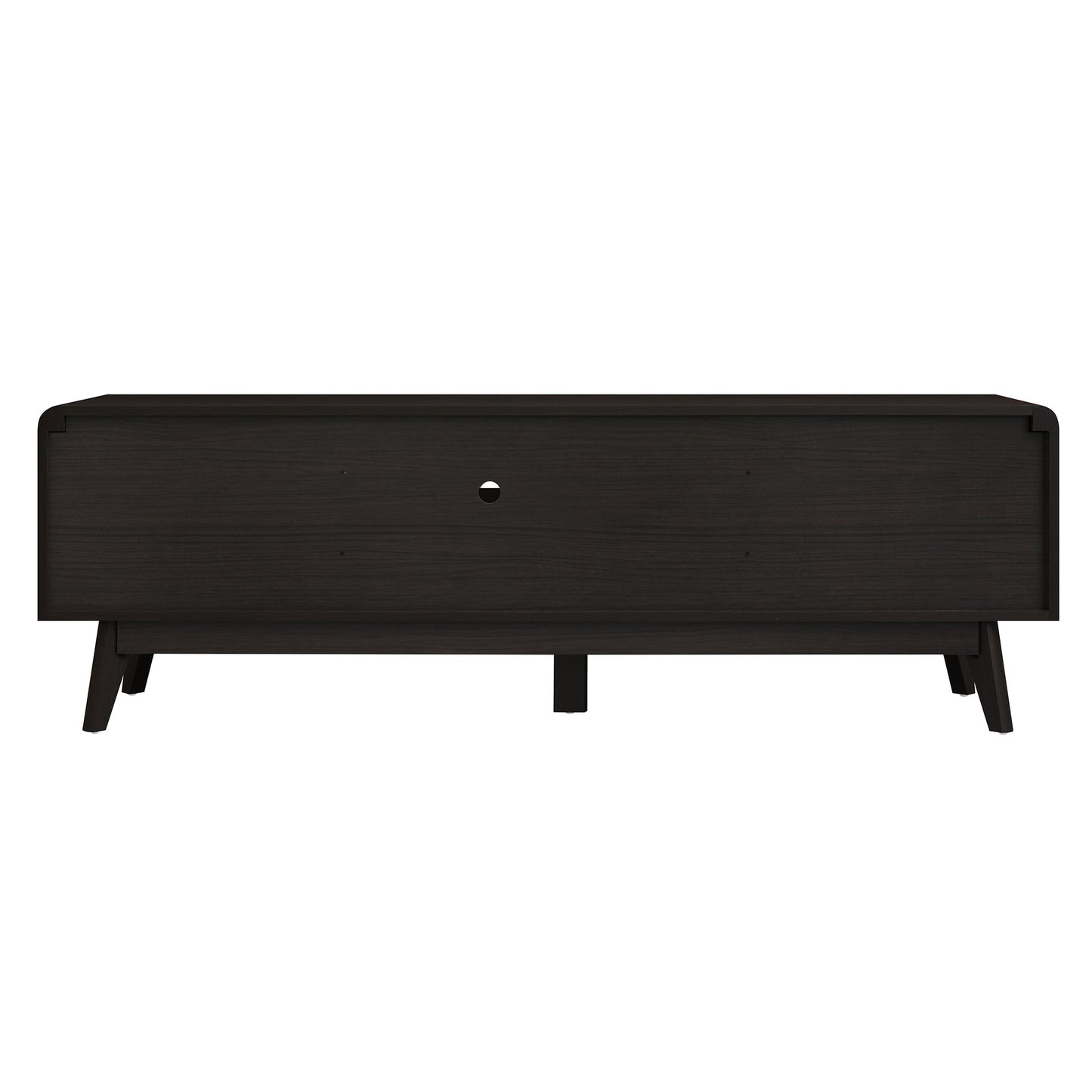 63'' Dark Rattan TV Stand with 2 Storage Cabinets for 65 Inch TV, Entertainment Center with Solid Wood Legs, Media Console Table for Living Room, Bedroom