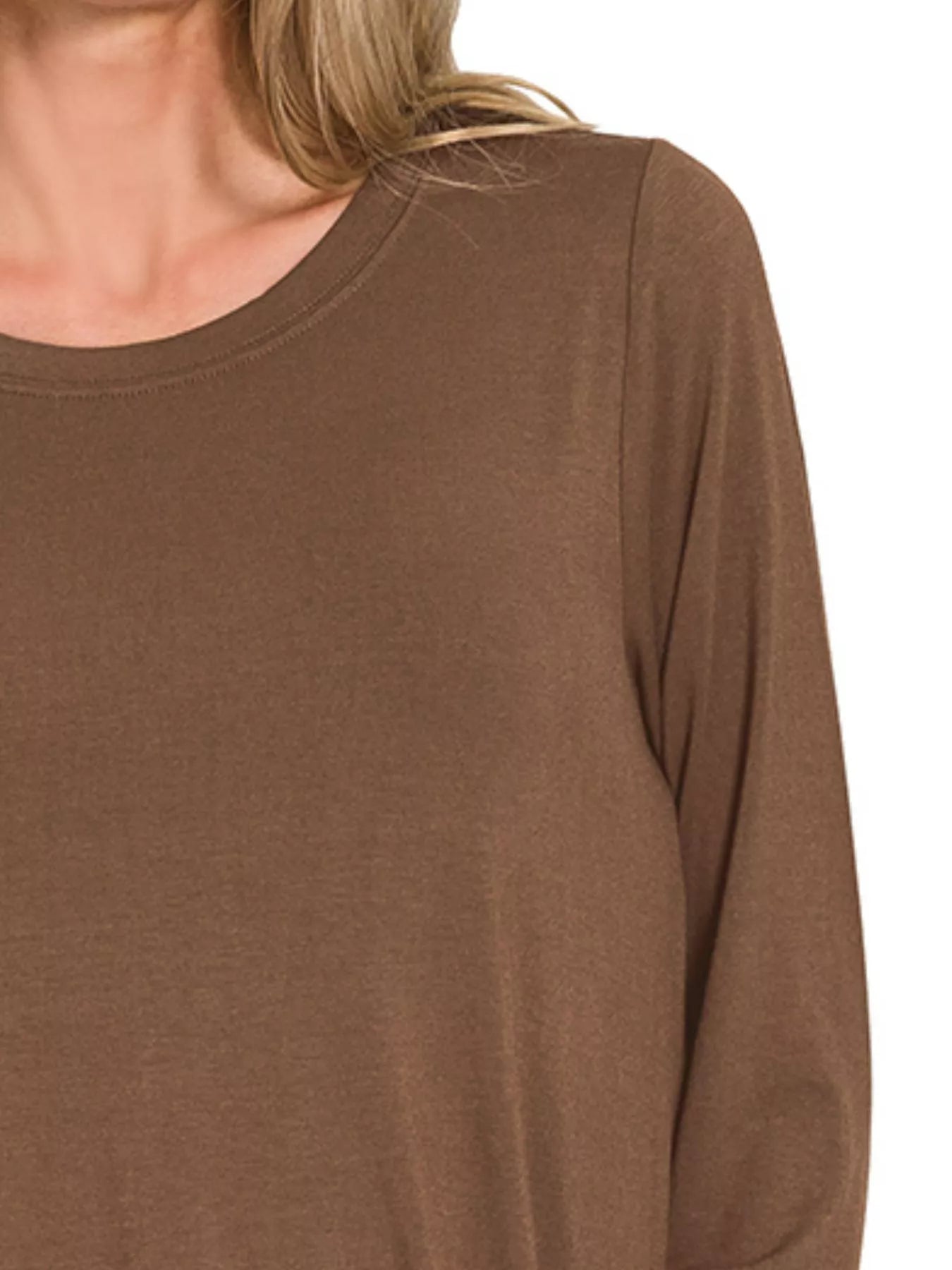 Zenana Flowy Round Hem Rayon Long Sleeve Top - Lee's Retail