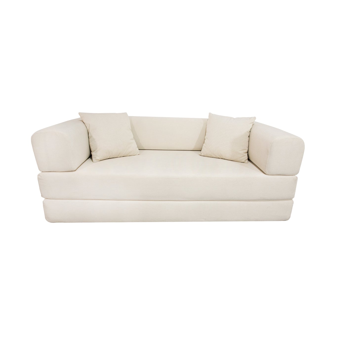Double sofa, sofa bed, multifunctional compression sofa, wide body sofa, pure sponge sofa, fine striped velvet fabric sofa