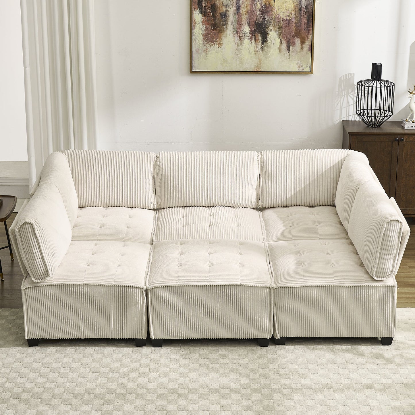 UNITED WE WIN Modular Sectional Sofa U Shaped Modular Couch with Reversible Chaise Modular Sofa Sectional Couch,6- Seat Convertible Sofa,Fit for Living Room