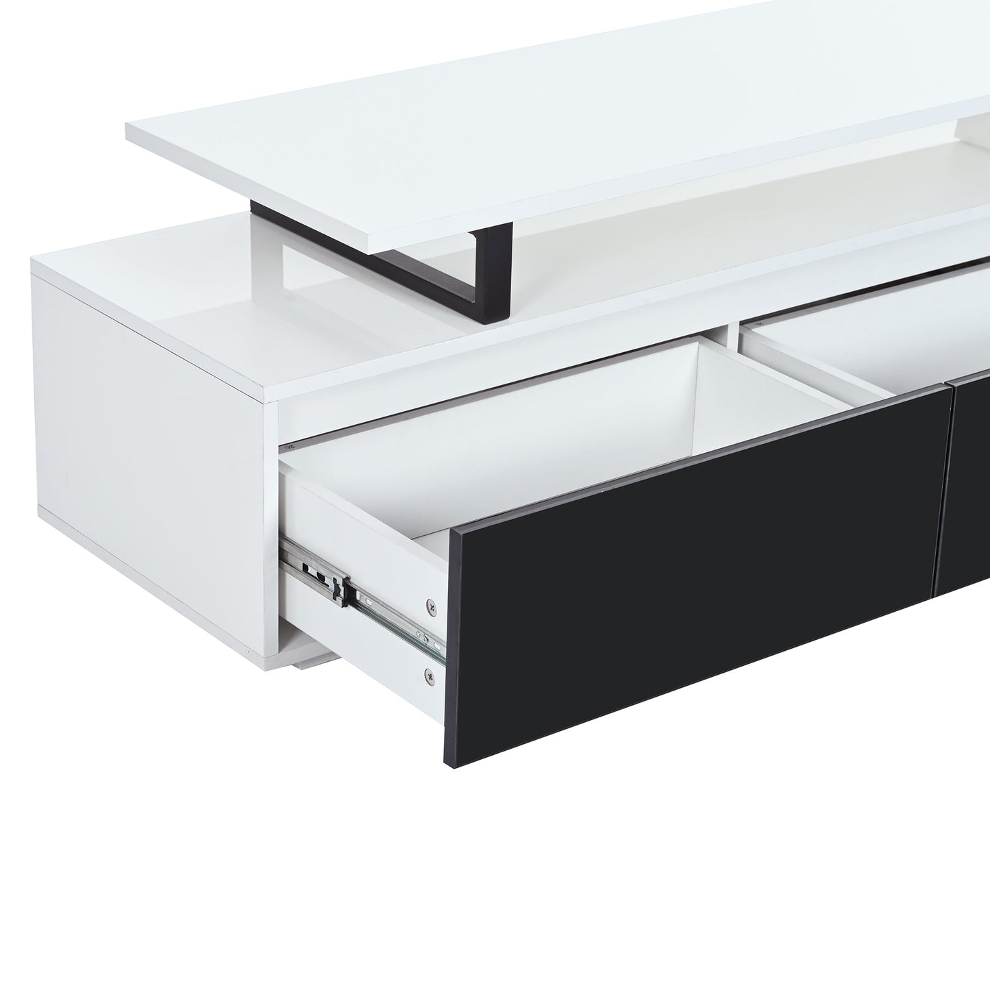 U-Can Modern, Minimalist Rectangle Extendable TV Stand, TV Cabinet with 2 Drawers and 1 Cabinet for Living Room, Up to 100''