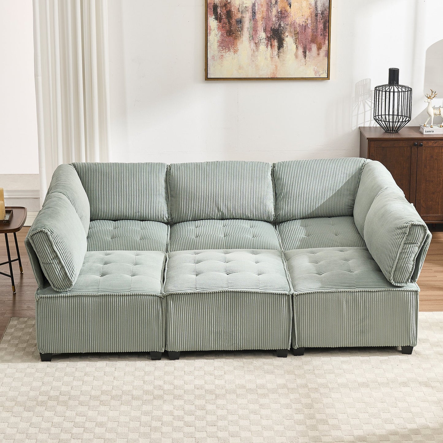 UNITED WE WIN Modular Sectional Sofa U Shaped Modular Couch with Reversible Chaise Modular Sofa Sectional Couch,6- Seat Convertible Sofa,Fit for Living Room