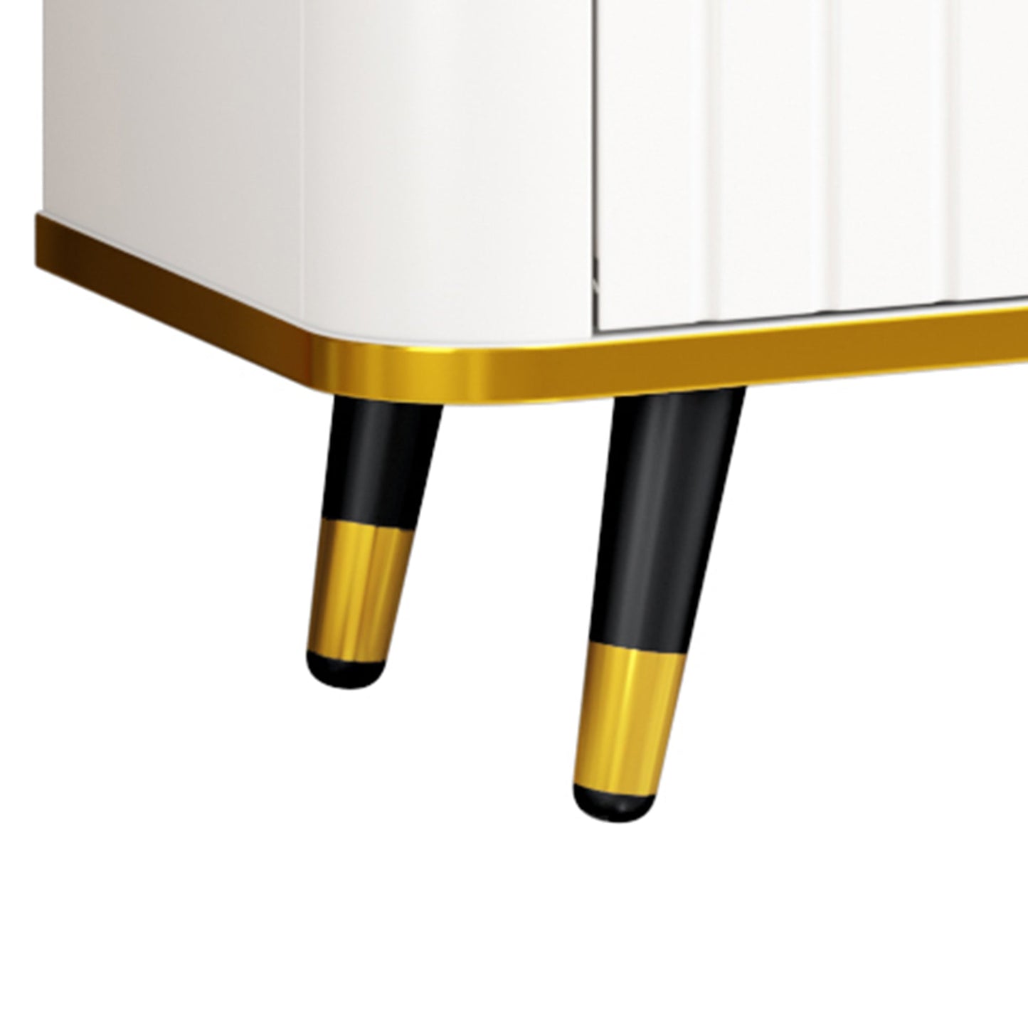 ON-TREND Luxury Minimalism TV Stand with Open Storage Shelf for TVs Up to 85', Entertainment Center with Cabinets and Drawers, Practical Media Console with Unique Legs for Living Room, White