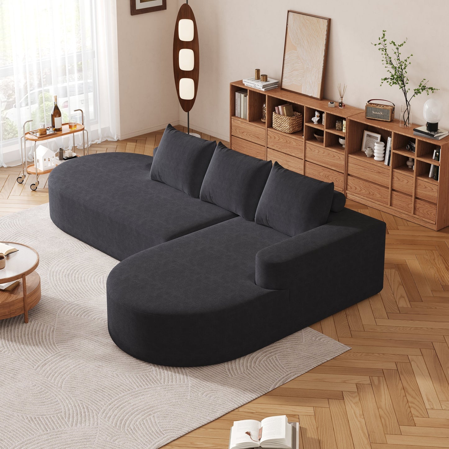 Modern Curved sofa ,Chenille Upholstered Sectional Sofa Couch Set,Modular 108.5' L Shaped Sectional Living Room Sofa Set With 3 Pillows,Free Combination Sofa Couch for Living Room,Bedroom