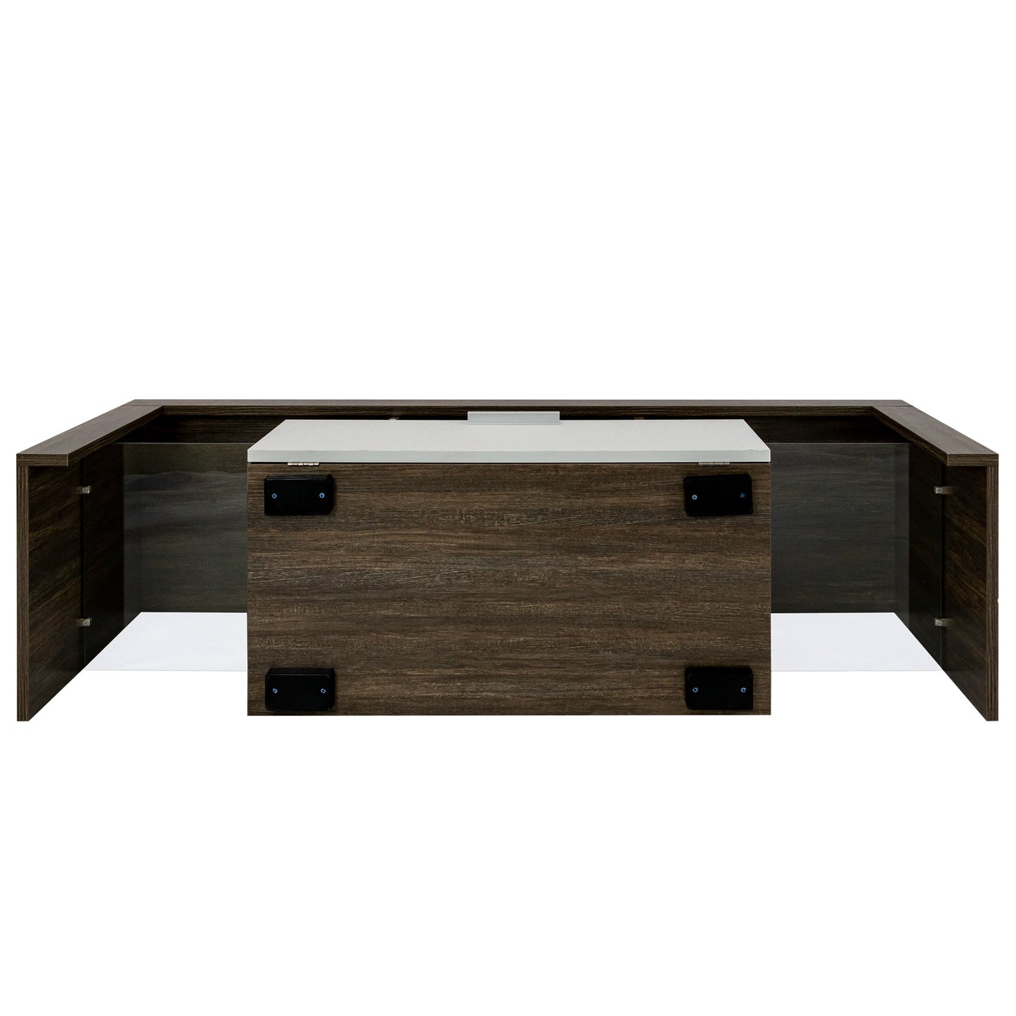 20 minutes quick assembly brown simple modern TV stand with the toughened glass shelf Floor cabinet Floor TV wall cabinet Brown + whiteTV bracket with LED Color Changing Lights for Living Room