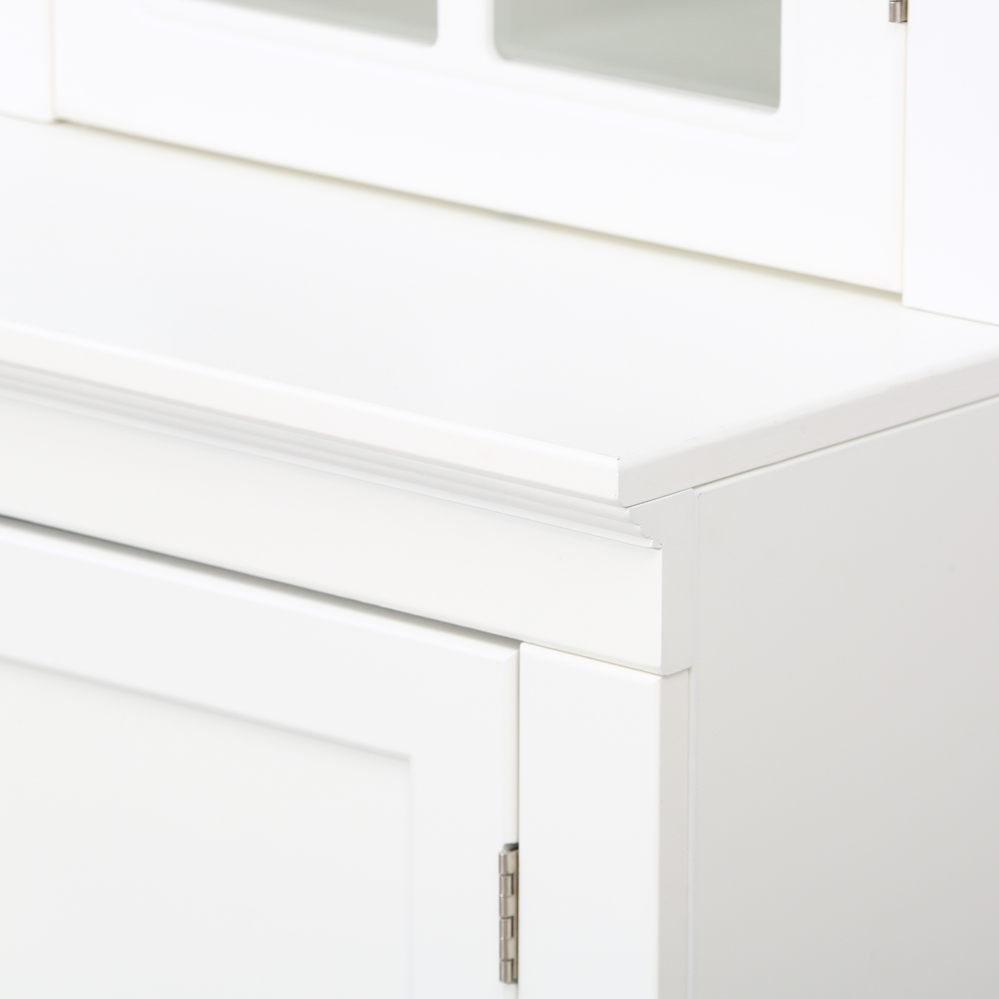 75.25'' Tall Display Cabinet and Two Triangle Sided Bookshelves, 69.25'' Wide Retro Style Wall Suit with Glass Doors, for Hallways, Living room, Office, Studio or Workspace - White