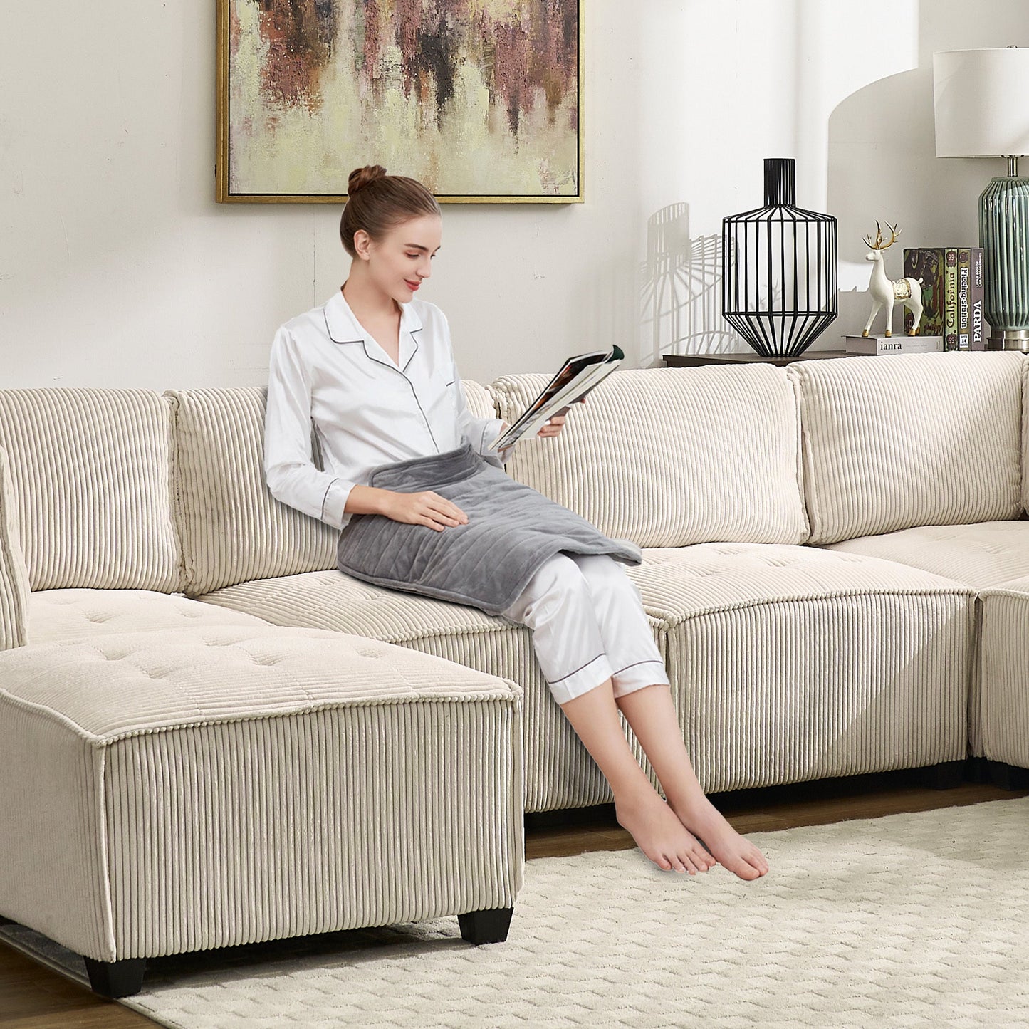 UNITED WE WIN Modular Sectional Sofa U Shaped Modular Couch with Reversible Chaise Modular Sofa Sectional Couch,6- Seat Convertible Sofa,Fit for Living Room