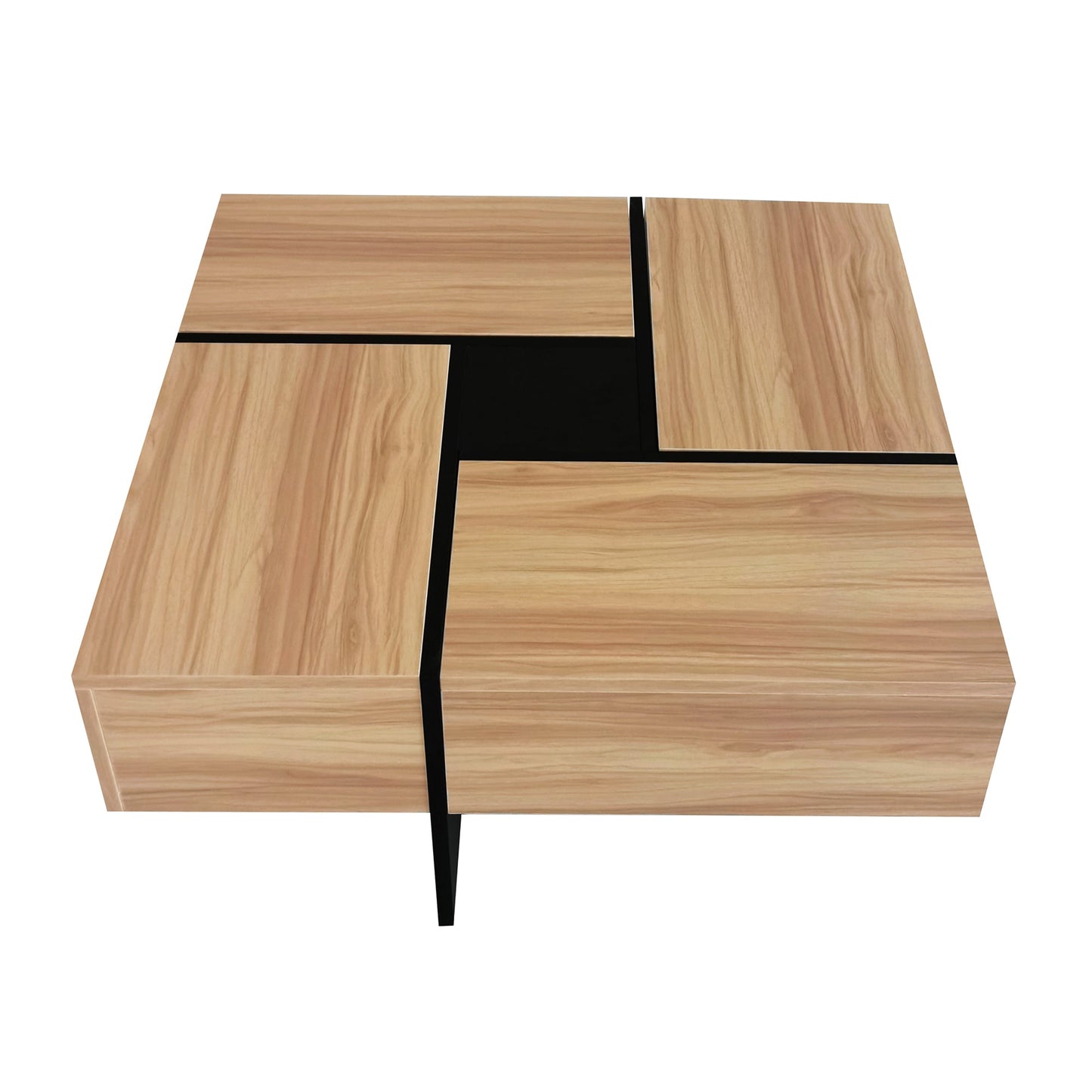 ON-TREND Unique Design Coffee Table with 4 Hidden Storage Compartments, Square Cocktail Table with Extendable Sliding Tabletop, UV High-gloss Design Center Table for Living Room, 31.5'x 31.5'