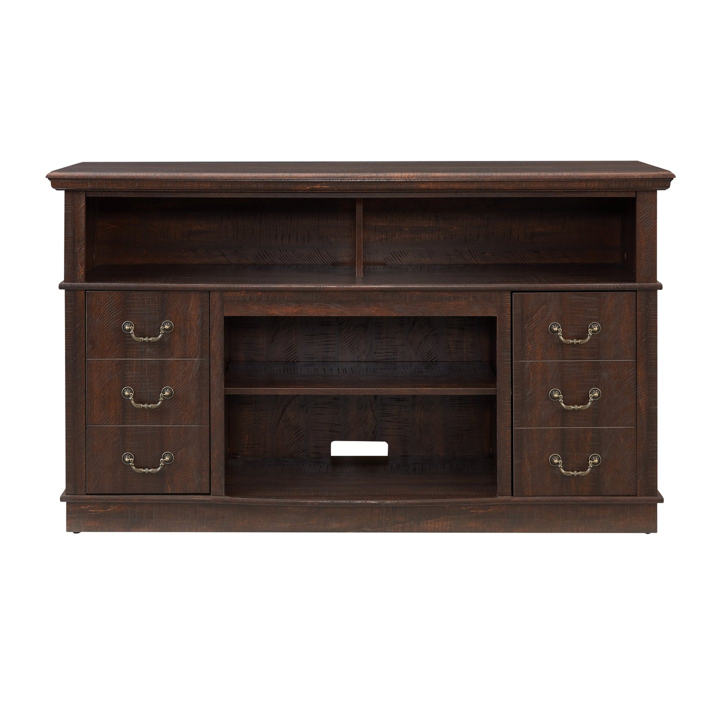 Traditional TV Media Stand Farmhouse Rustic Entertainment Console for TV Up to 65' with Open and Closed Storage Space, Espresso, 60'W*15.75'D*34.25'H