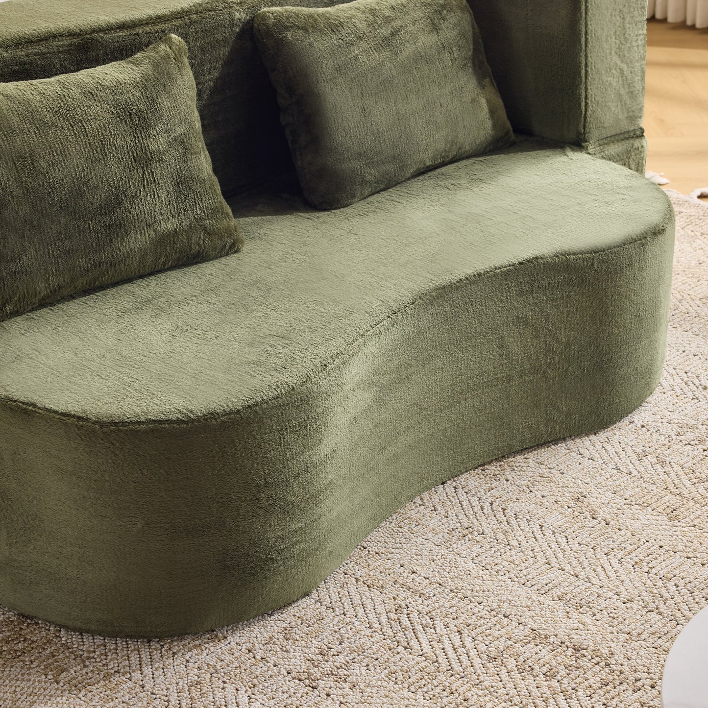 71-inch folding sofa bed, plush futon sofa bed, high-density foam convertible sofa bed, folding floor sofa bed for living room, guest room, bedroom, green