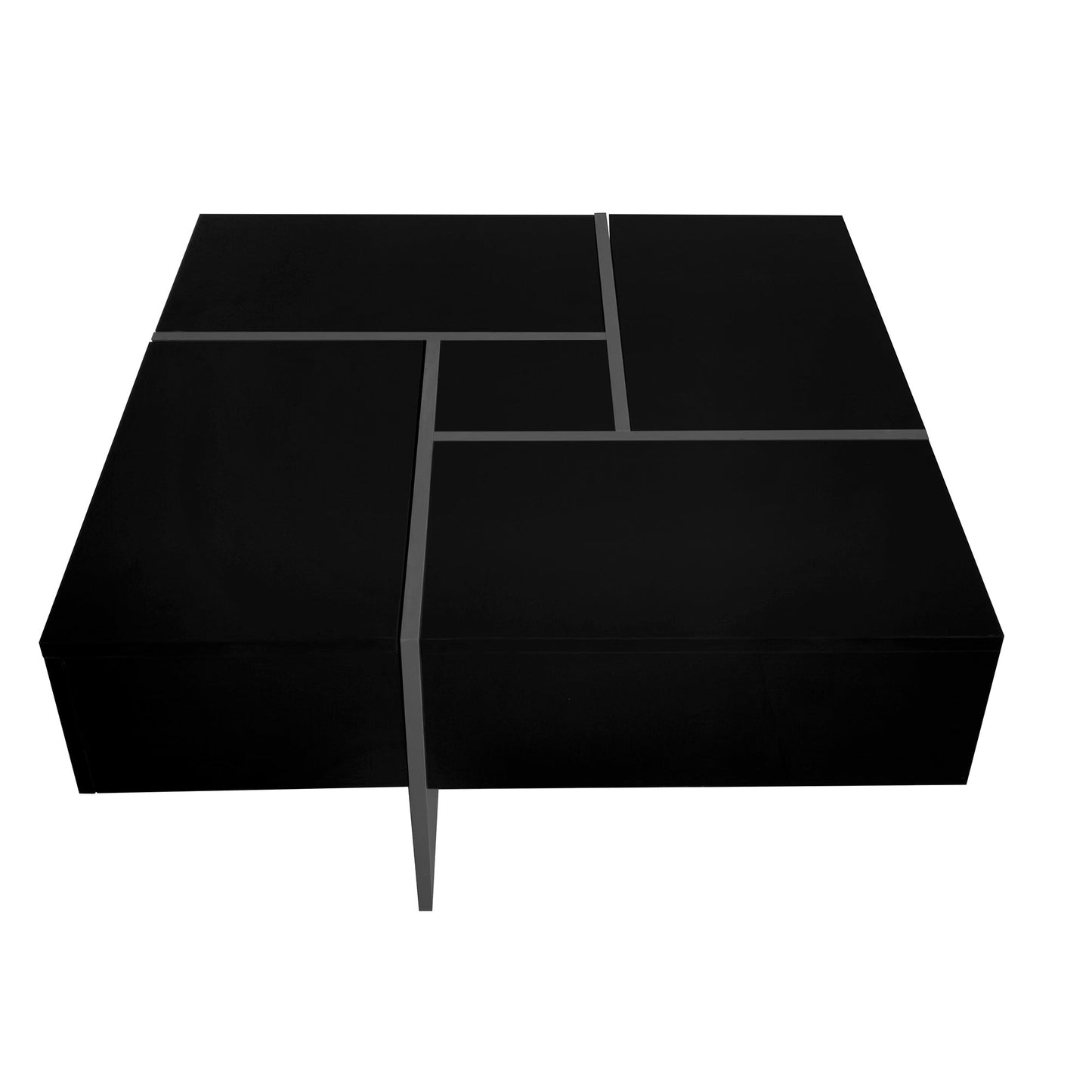 ON-TREND Unique Design Coffee Table with 4 Hidden Storage Compartments, Square Cocktail Table with Extendable Sliding Tabletop, UV High-gloss Design Center Table for Living Room, 31.5'x 31.5'