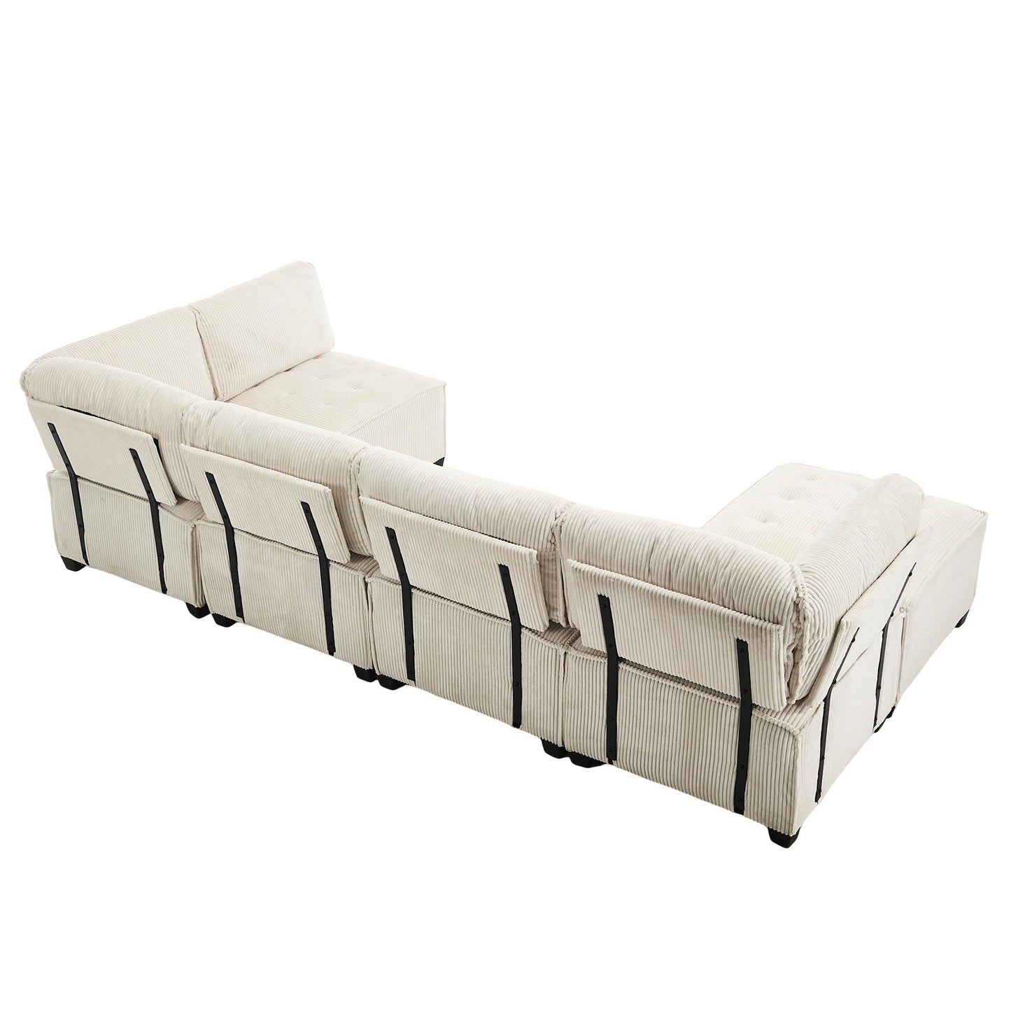 UNITED WE WIN Modular Sectional Sofa U Shaped Modular Couch with Reversible Chaise Modular Sofa Sectional Couch,6- Seat Convertible Sofa,Fit for Living Room