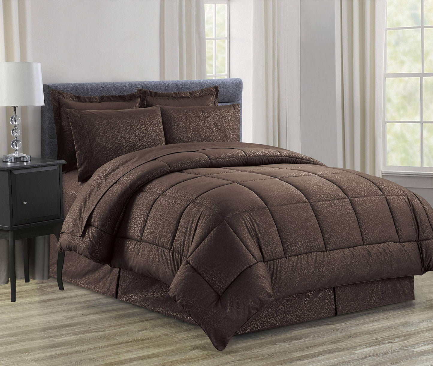 Decor&More Home Essentials 8 Piece Embossed Vine Bed in a Bag
