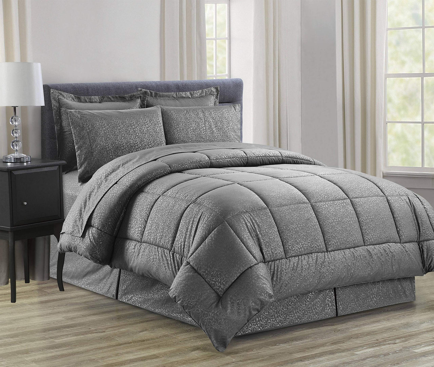 Decor&More Home Essentials 8 Piece Embossed Vine Bed in a Bag