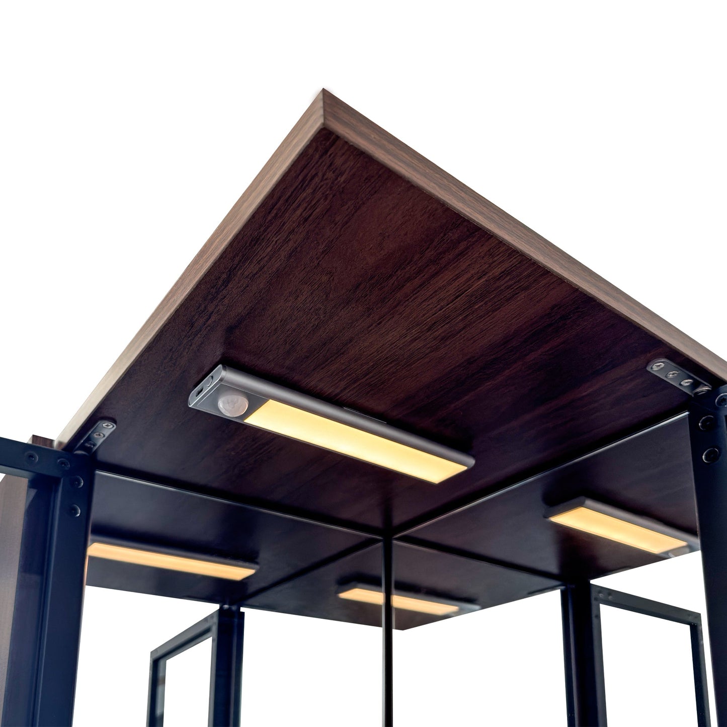 70' Display Cabinet with Glass Doors and Lights, with multi-functional pull-out multi-tier storage shelf , Wooden Display Storage Cabinets