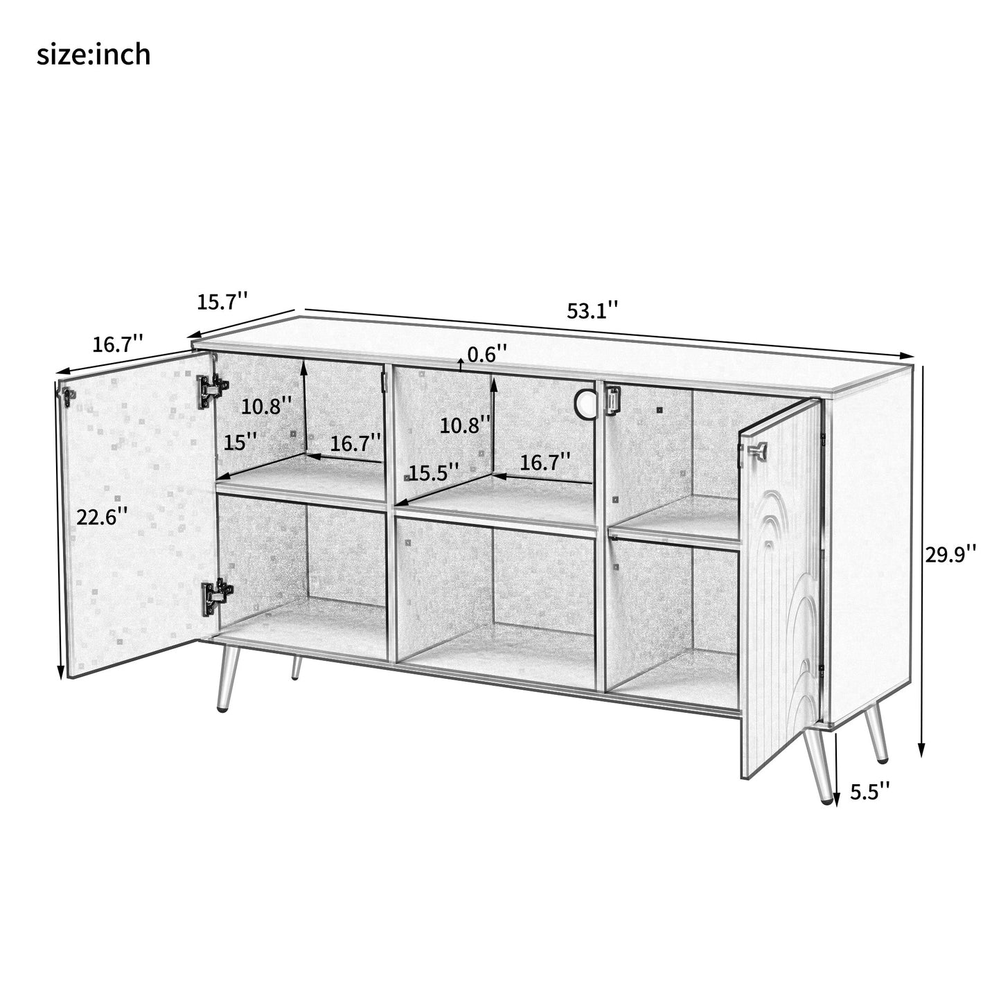 U-Can Modern TV Stand for TVs up to 55 Inches, Entertainment Center Media Console,Adjustable Shelf, Metal Legs, Handles and Anti-tip Device for Living room