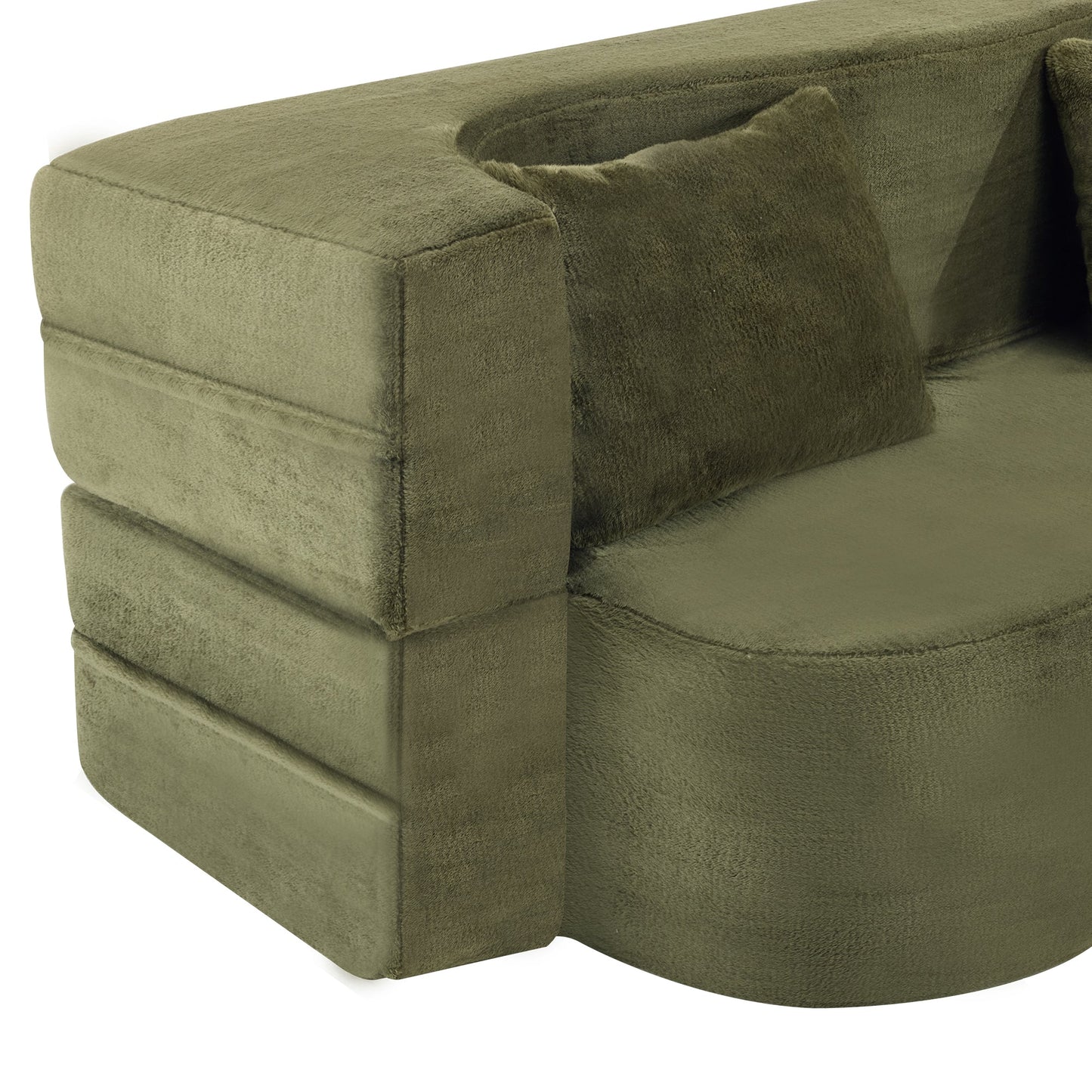 71-inch folding sofa bed, plush futon sofa bed, high-density foam convertible sofa bed, folding floor sofa bed for living room, guest room, bedroom, green