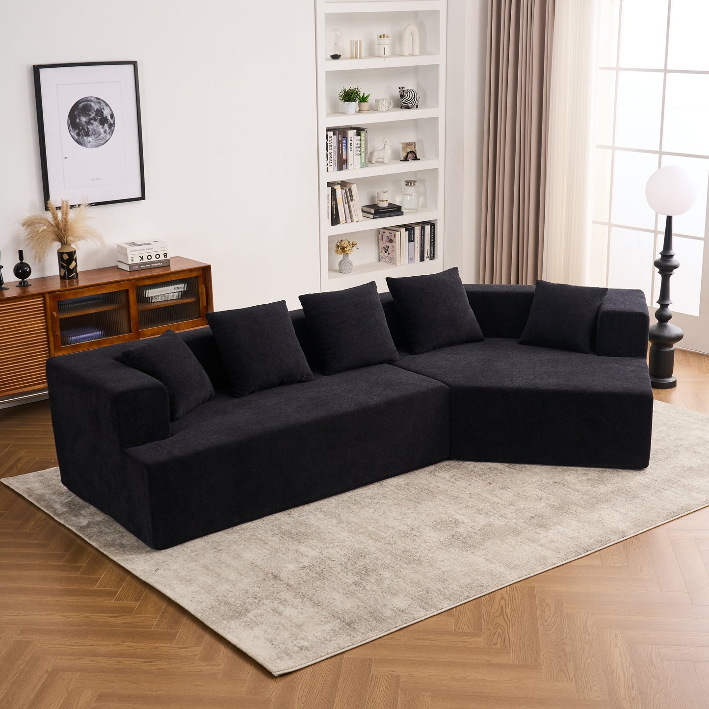Memory Foam Couch, No Installation & Easy to Transport, Deep Seat Modern Sofa with Chenille Fabric, Couch for Living Room, Bedroom, Apartment, Home Office