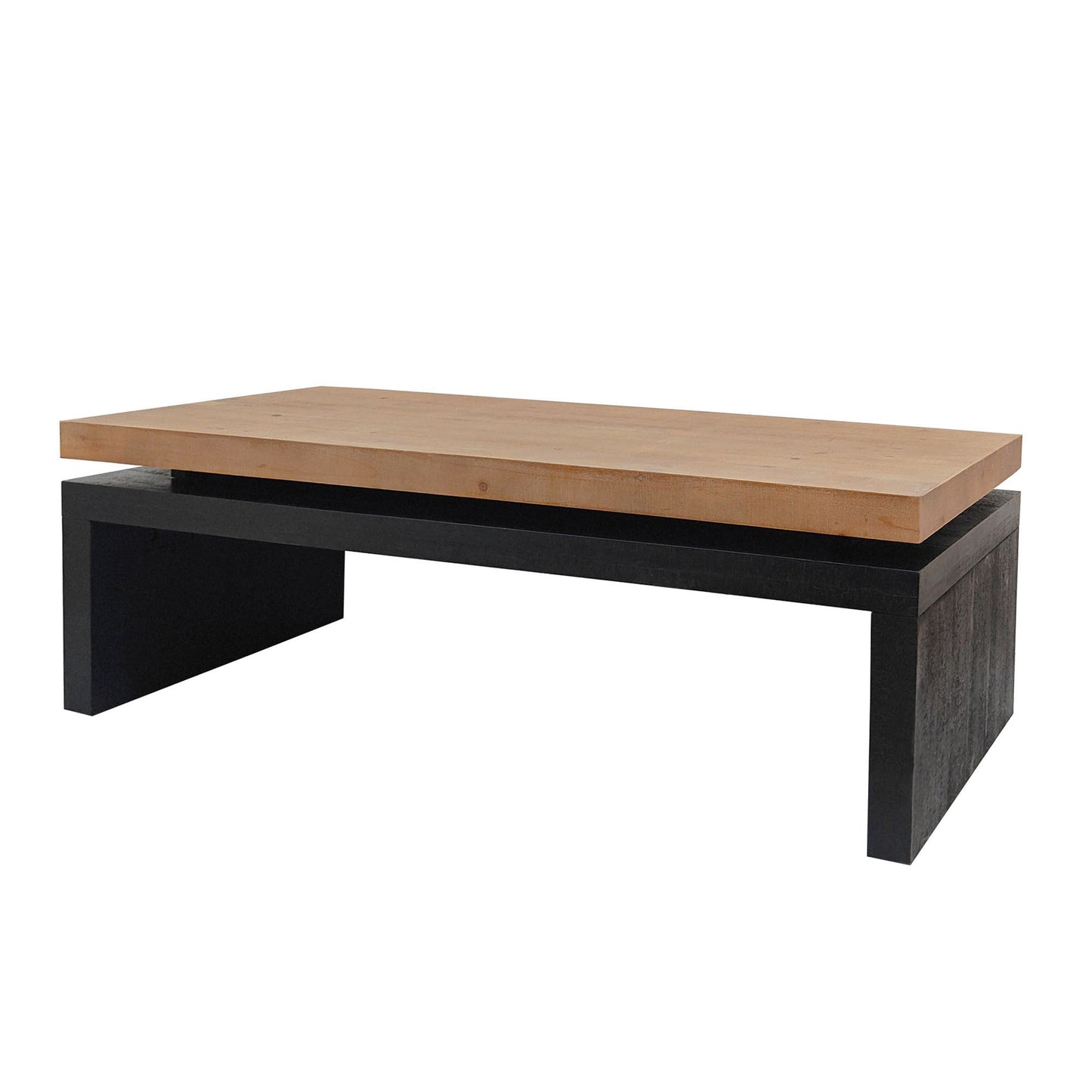 Modern Industrial Coffee Table – Two-Tone Wood Center Table with Floating Top Design 47.6' L * 23.6' W * 16.3' H