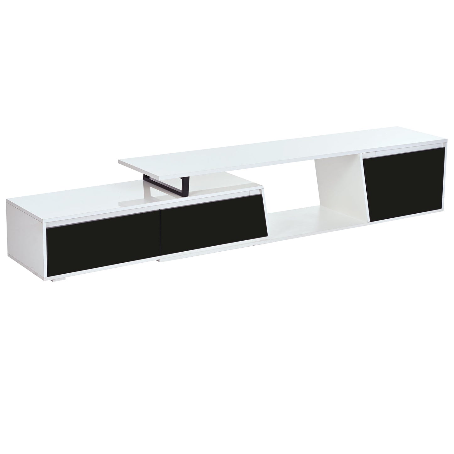U-Can Modern, Minimalist Rectangle Extendable TV Stand, TV Cabinet with 2 Drawers and 1 Cabinet for Living Room, Up to 100''